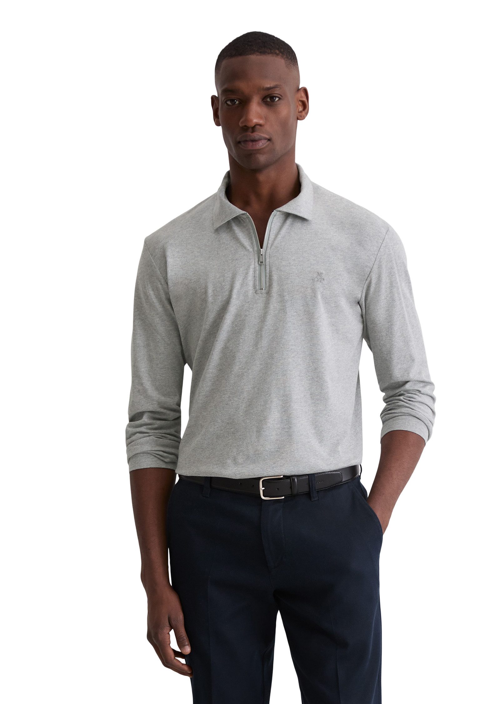 Marc O'Polo Langarm-Poloshirt Jersey regular fit aus reiner Bio-Baumwolle