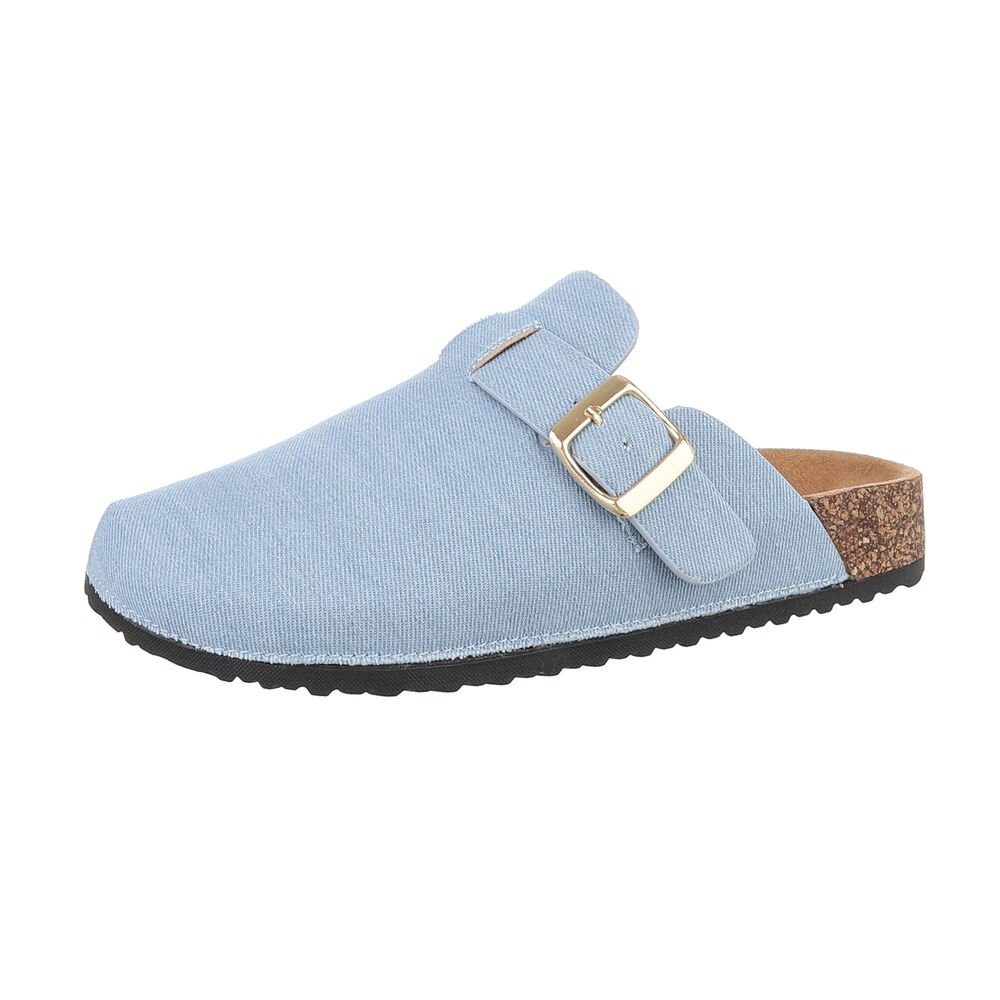 Ital-Design Damen Mules Freizeit Pantolette Hellblau 92