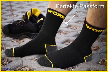 BRUBAKER Arbeitssocken für Herren - WORK Socken für optimalen Schutz in Arbeitsschuhen (Verstärkter Fersen und Zehenbereich, 10-Paar, aus atmungsaktiver Baumwolle) Robuste Funktionssocken für optimalen Halt auf der Arbeit
