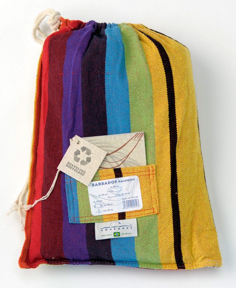 Baumwolle für Handgefertigt - in XL Amazonas Personen, Hängematte recycelte Barbados Brasilien, Hängematte Klassische Hängematte 2 Rainbow