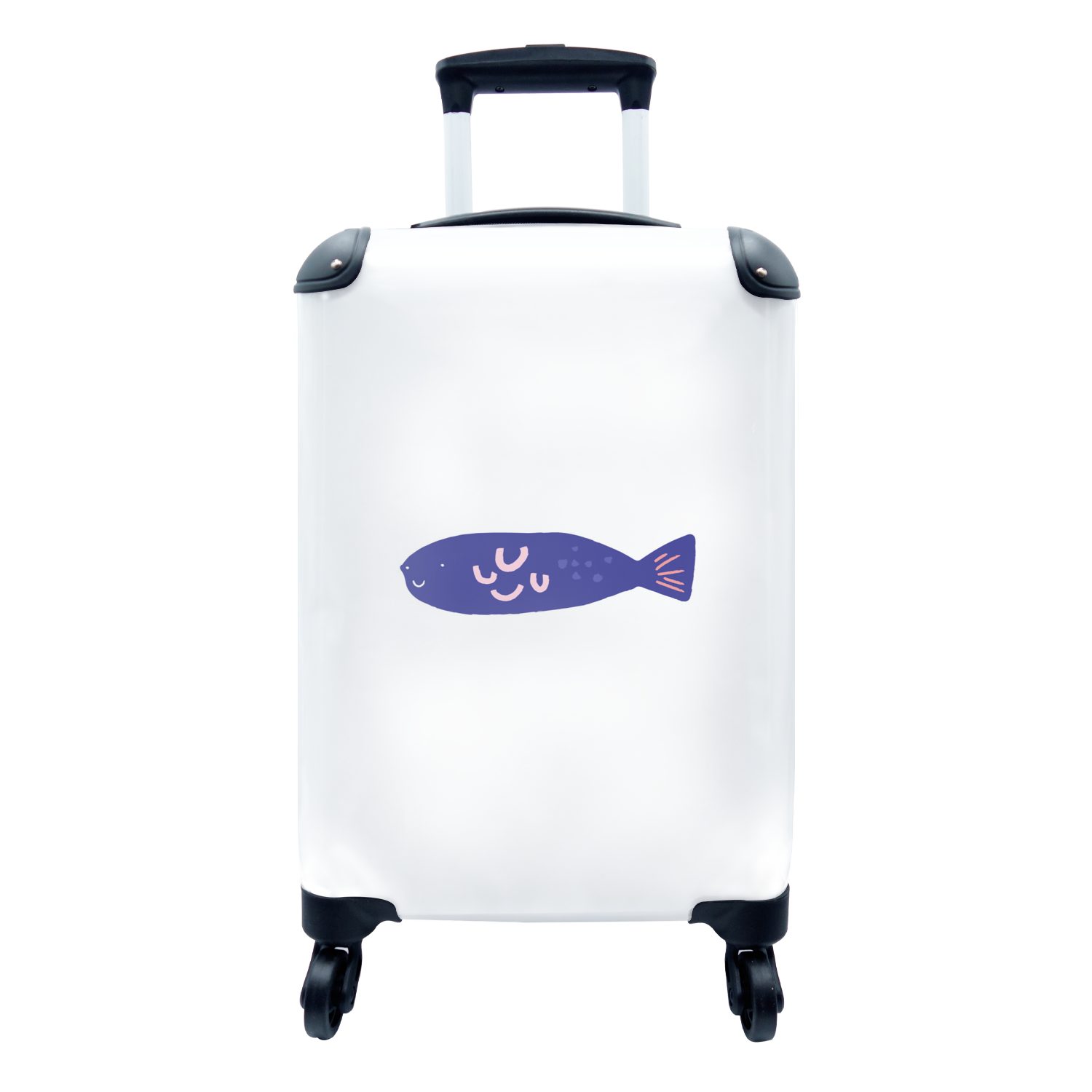 MuchoWow Handgepäckkoffer Fisch - Lila - Pastell, 4 Rollen, Reisetasche mit rollen, Handgepäck für Ferien, Trolley, Reisekoffer