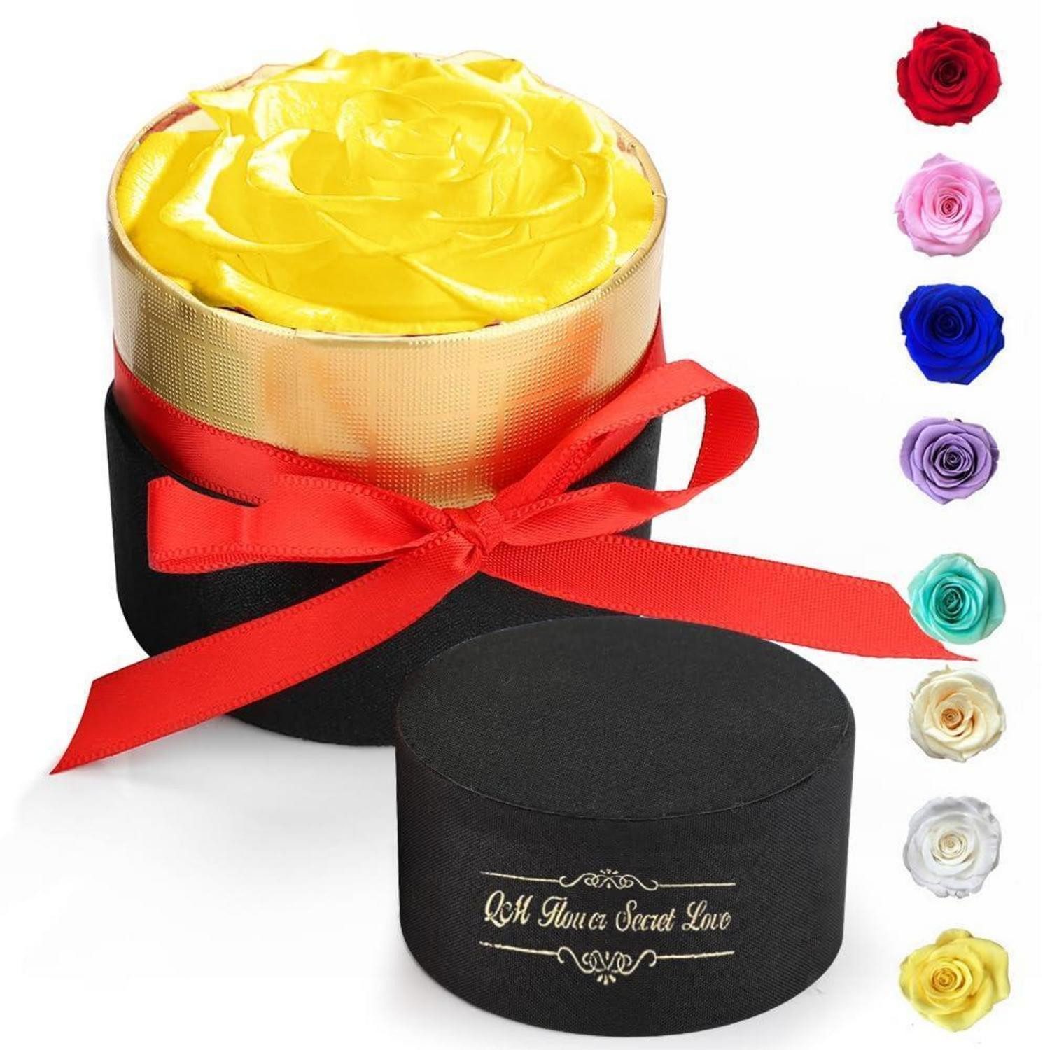 Trockenblume Rose Ewige Rose Golden Box, LuxusKollektion, Höhe 7.5 cm