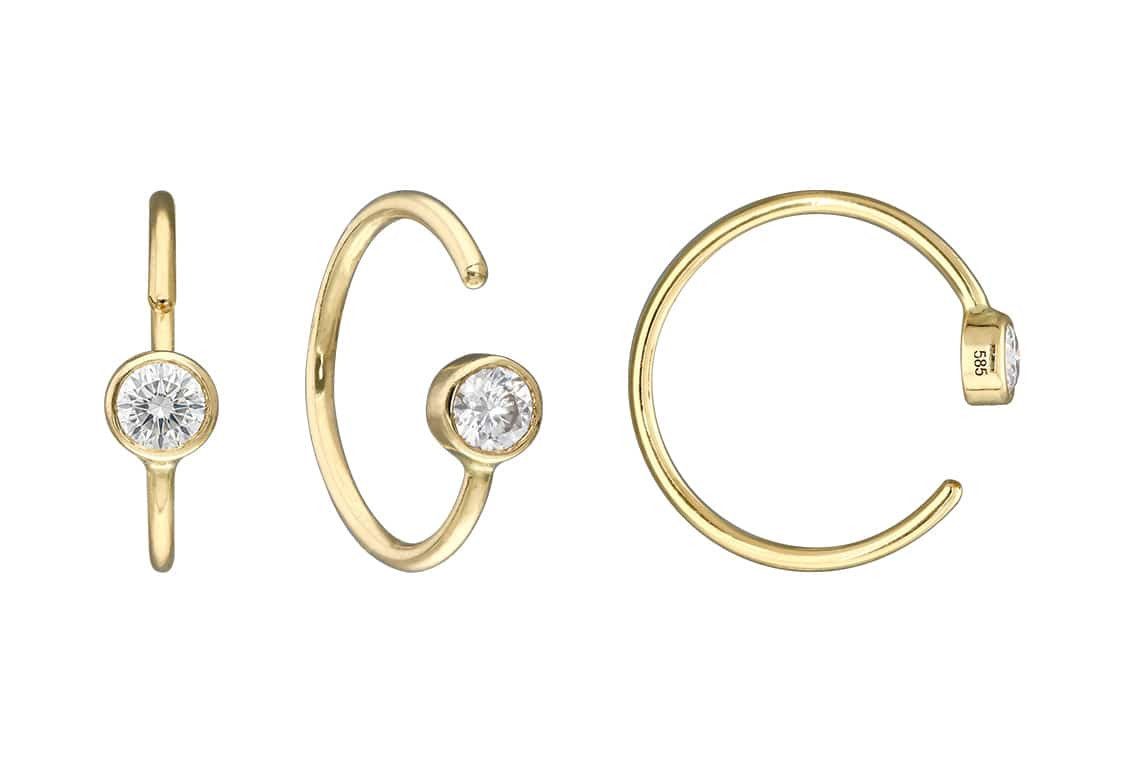 PIERCINGLINE Nasenpiercing 14 Karat Gold Nasenring MOISSANIT - biegbar (Bie günstig online kaufen