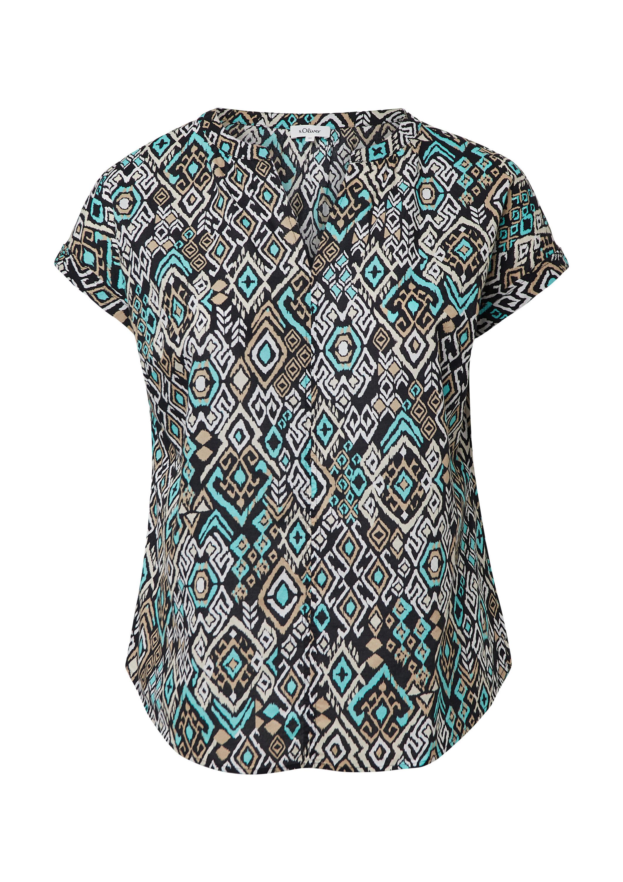 s.Oliver Kurzarmbluse Bluse Leichte Baumwoll-Bluse mit All-over-Print günstig online kaufen