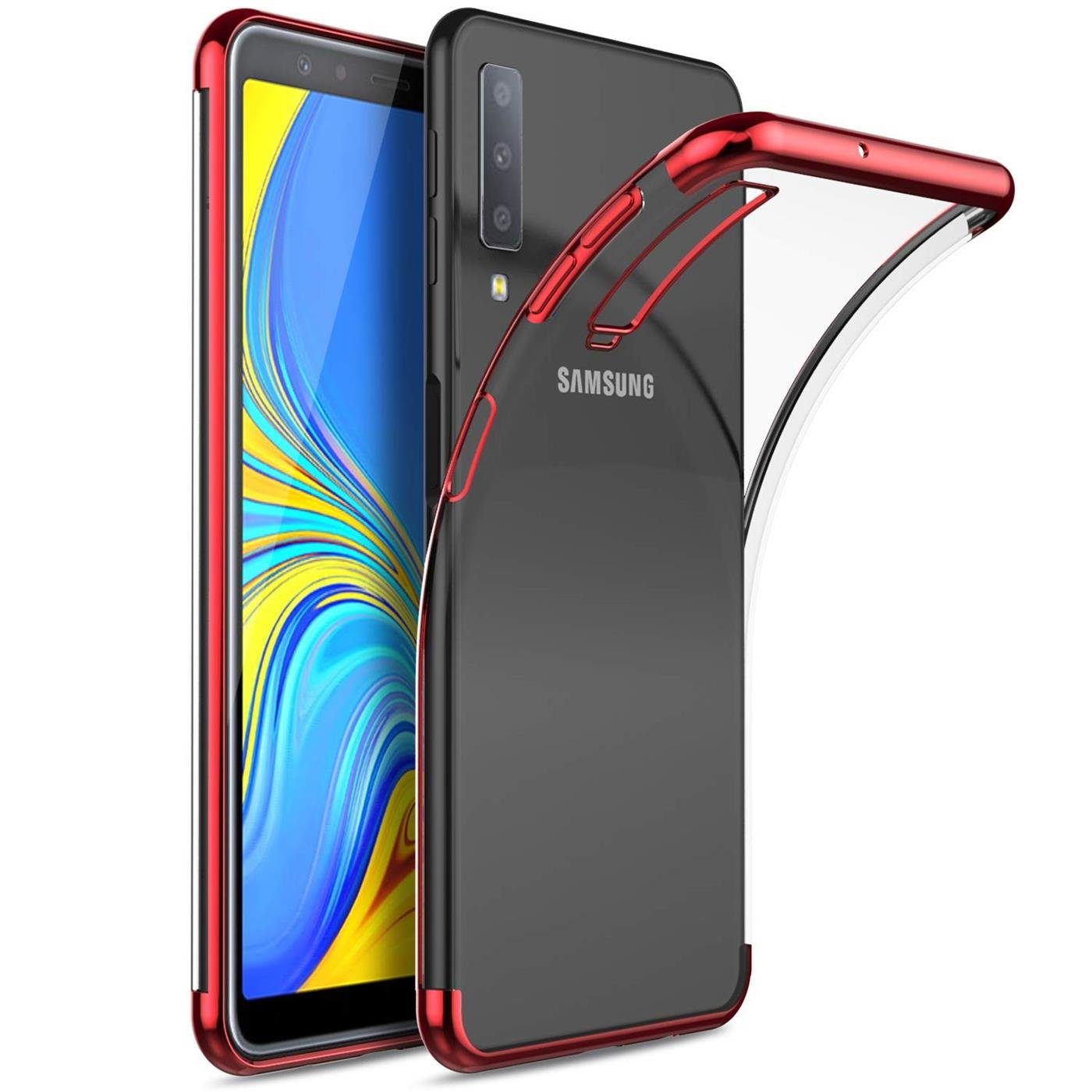 CoolGadget Handyhülle Slim Case Farbrand für Samsung Galaxy A7 2018 6 Zoll, Hülle Silikon Cover für Samsung A7 2018 Schutzhülle