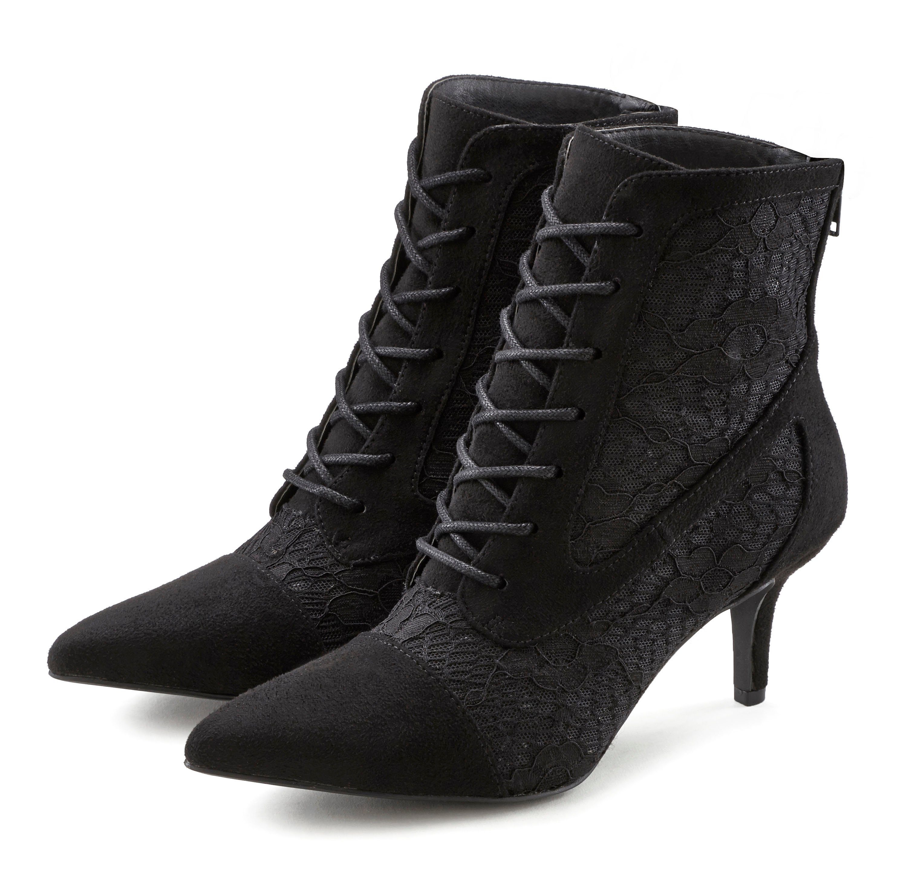 LASCANA Sommerstiefelette Schnürstiefelette in sexy Spitzen Optik, Stiefel günstig online kaufen