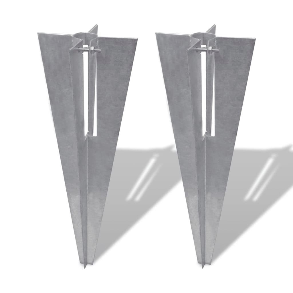 vidaXL Zaunpfosten 2x Pfostenträger Einschlaghülse Bodenhülse Hülse für Zaunpfosten 34mm, (2-St)