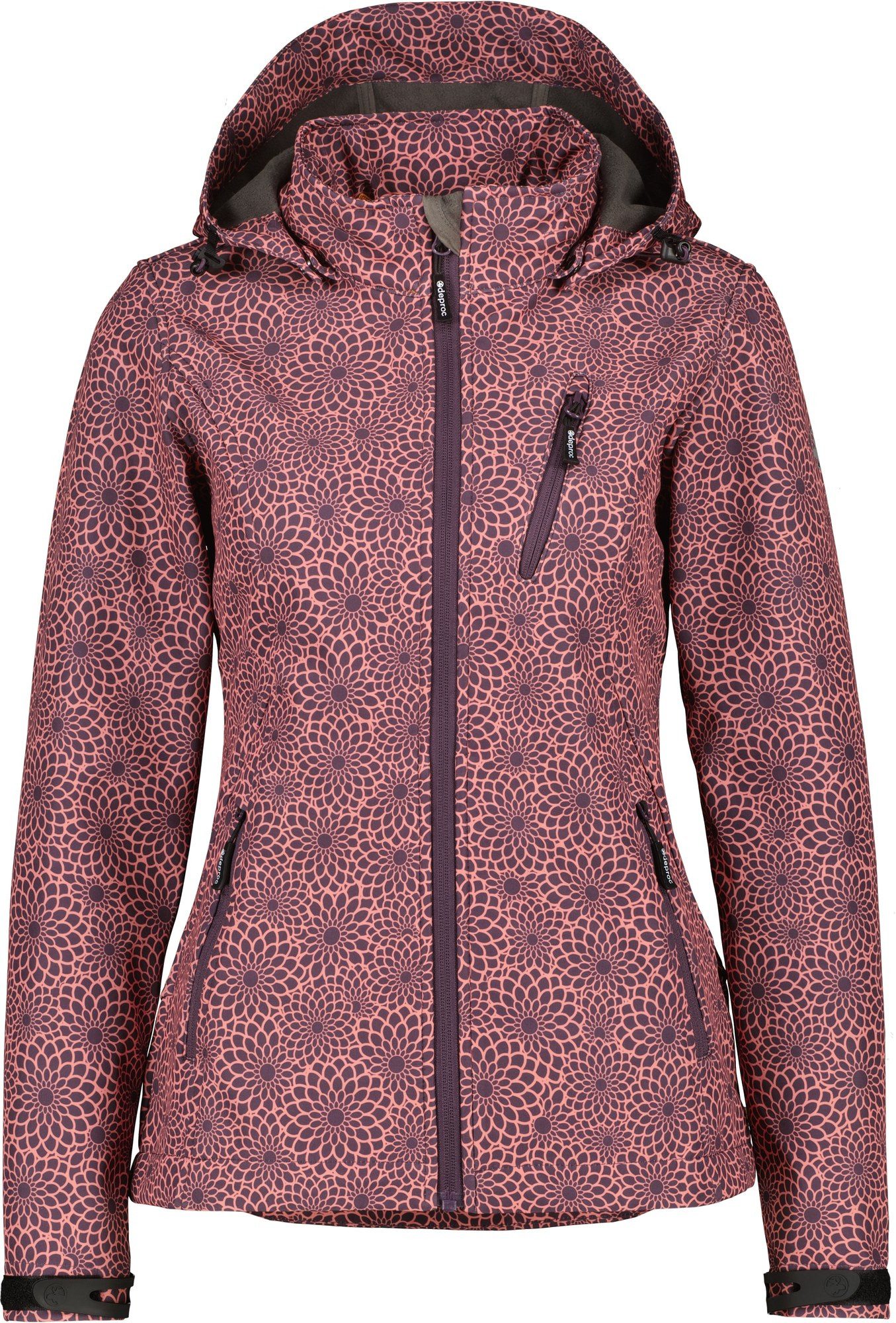 DEPROC Active Funktionsjacke SHELBY PEAK XII Outdoorjacke leichte Softshelljacke mit All-Over-Print und abnehmbarer Kapuze