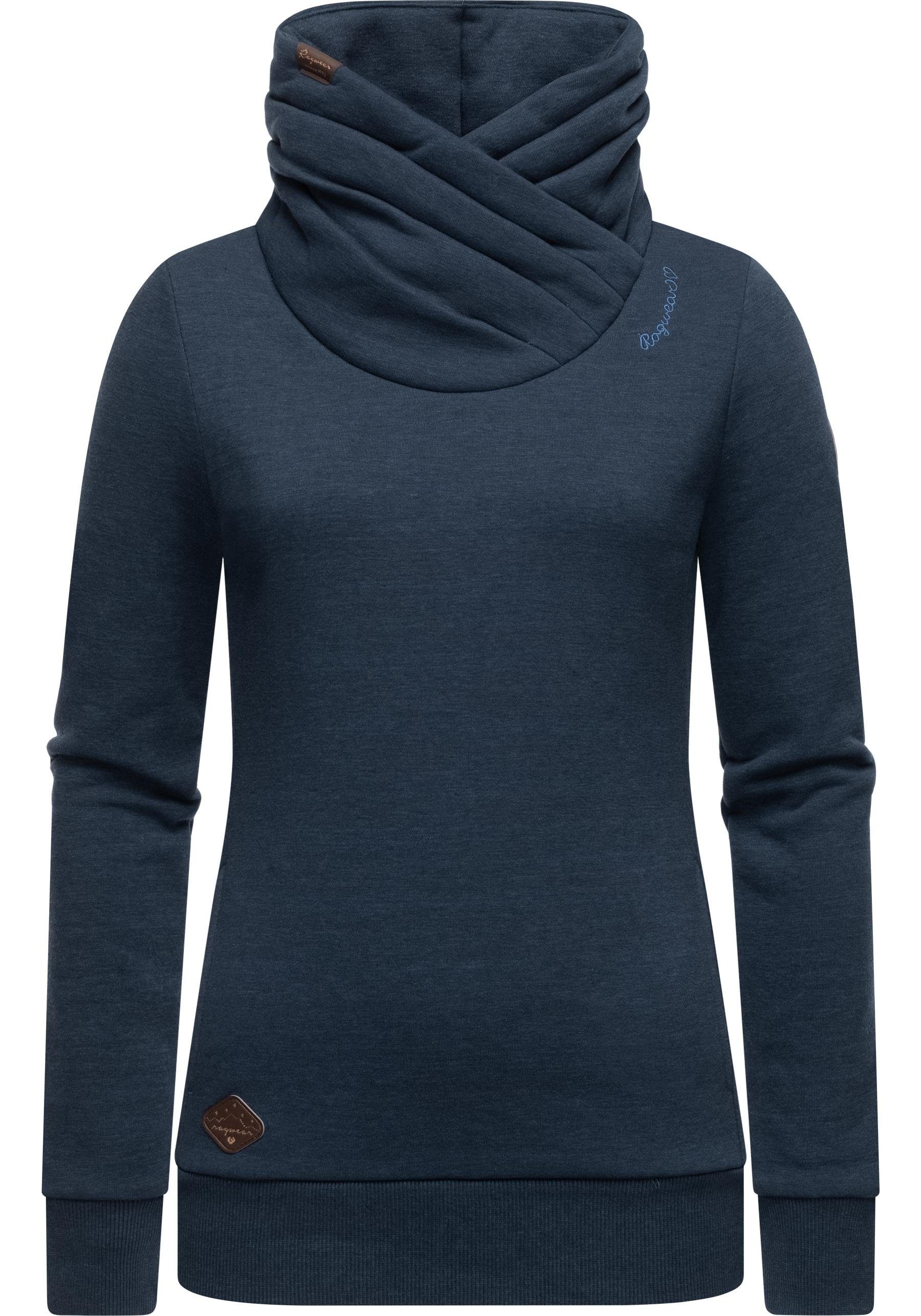 Ragwear Sweatshirt Anabelka Intl. weicher Damen Sweater mit Kaminkragen marine