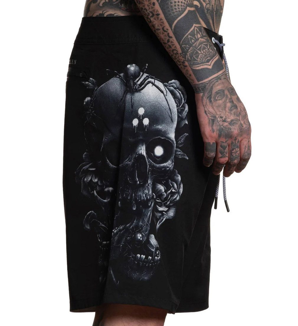 Sullen Clothing Boardshorts Blaq Skull Tattoo Schädel Spinne Badehose