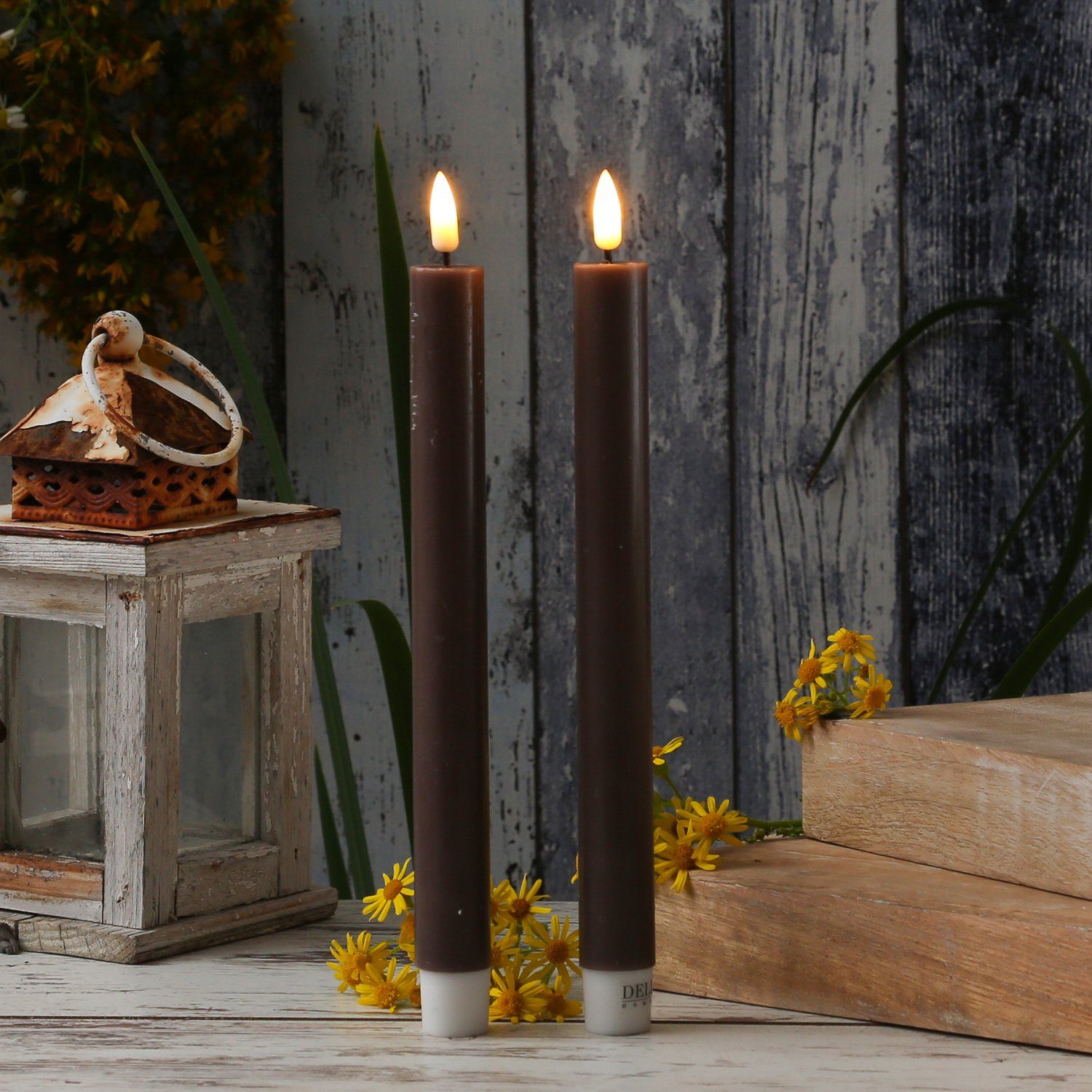 Deluxe Homeart LED-Kerze LED Stabkerzen Mia Tafelkerzen Echtwachs flackernd günstig online kaufen