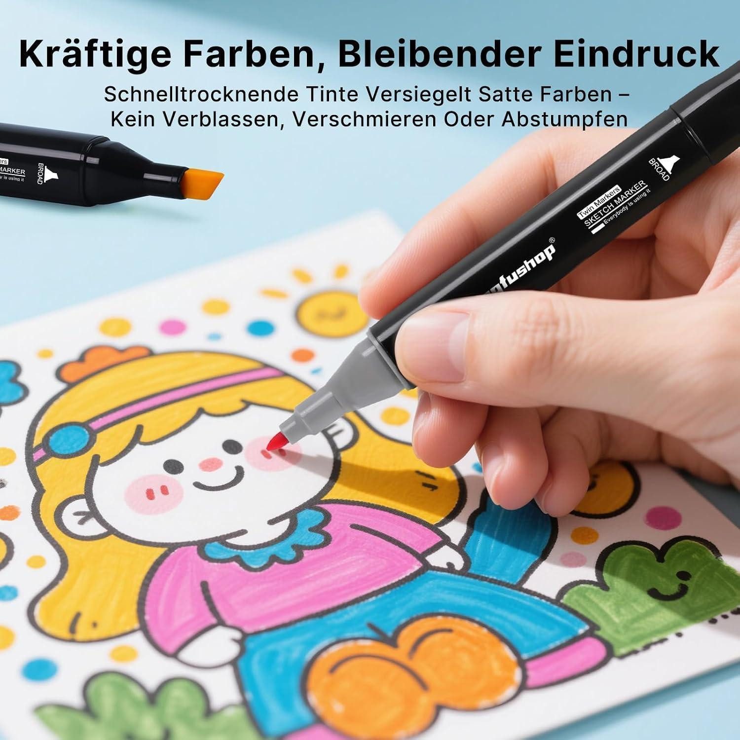 LuxusKollektion Permanentmarker Marker Set 120 Farben Dual Tip Alkohol – Bild 4 von 5