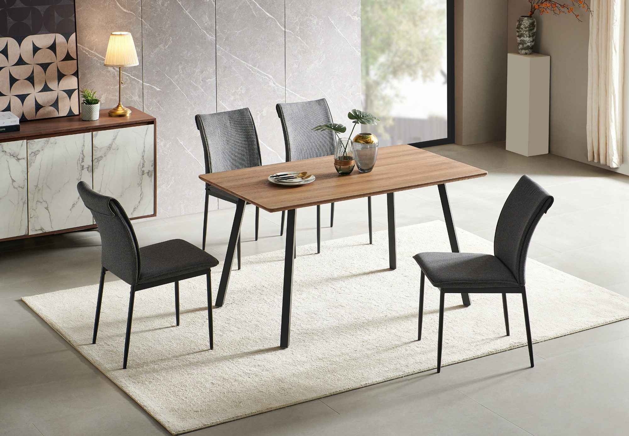 Home Collective Esszimmer-Set mit 4 Stühlen günstig online kaufen