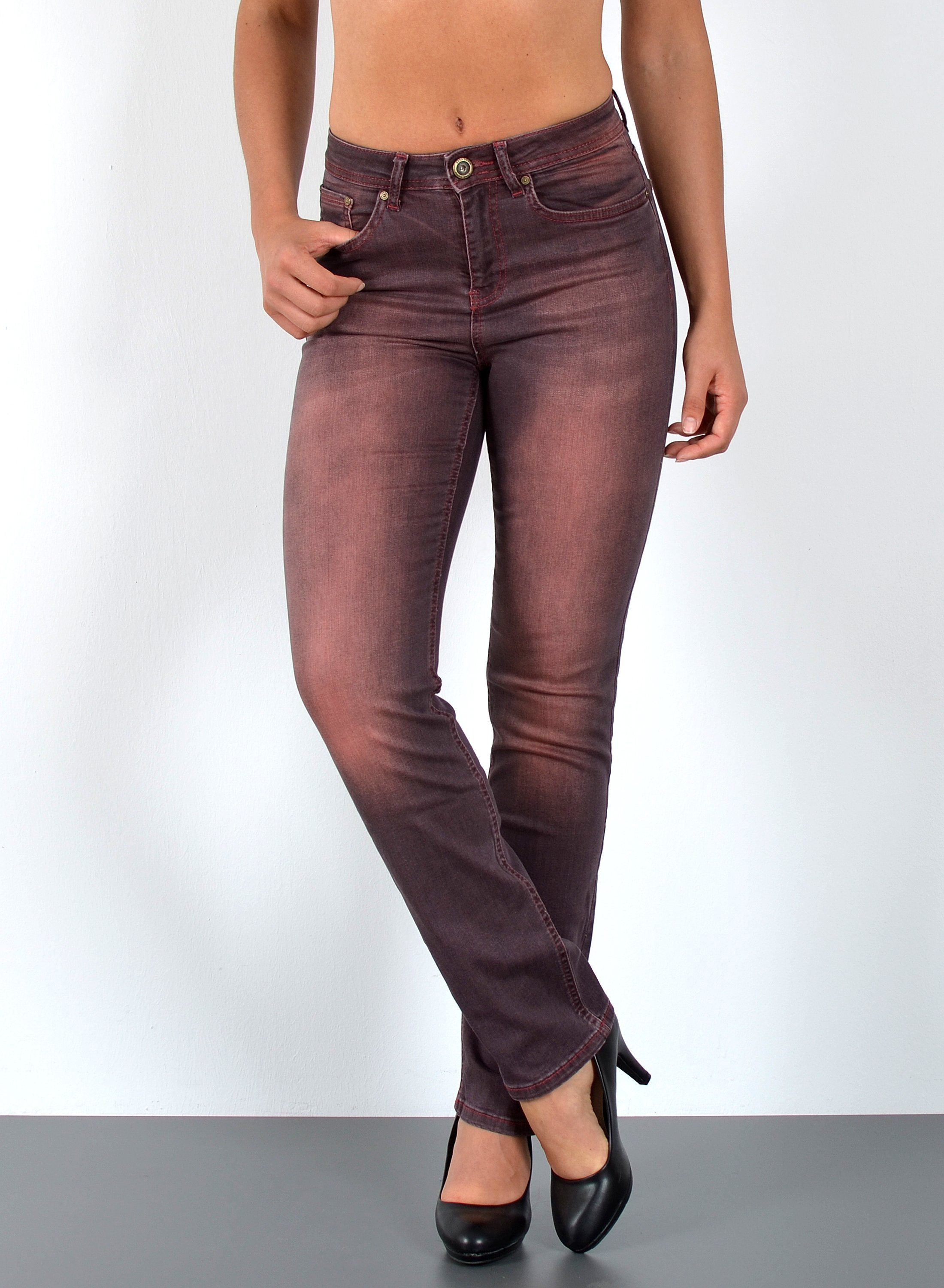 ESRA Straight-Jeans Premium High Waist Jeans Damen Straight Leg Hosen Stretch-Jeans G8 Straight Leg Damen Jeans High Waist Hose Stretch Regular Jeanshose