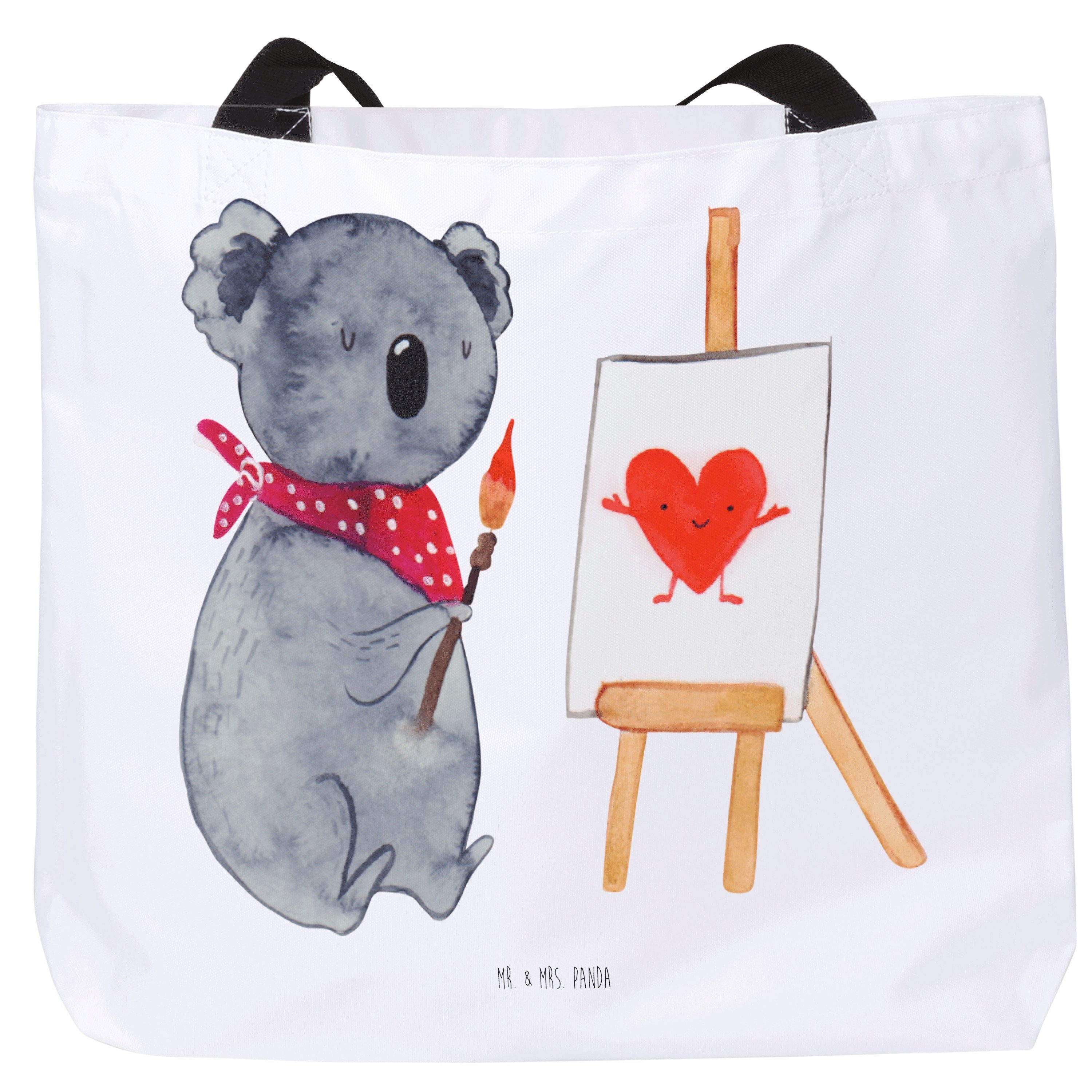 Mr. & Mrs. Panda Shopper Koala Künstler, Tote Bag, Weiß, Reisetasche, Zeichnen, Liebesgeschenk (Packung), Schultasche Alltagstasche Stoffbeutel