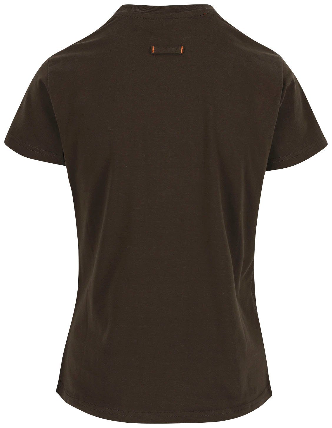 Herock T-Shirt Epona T-Shirt Schlaufe, hintere Kurzärmlig 1 braun Tragegefühl angenehmes Damen Figurbetont