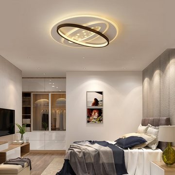 style home LED Deckenleuchte Deckenlampe, 75W, Voll dimmbar mit Fernbedienung, mit Sternen-Deko, rund Leuchte für Wohnzimmer Schlafzimmer Kinderzimmer Büro, 50*50*6cm