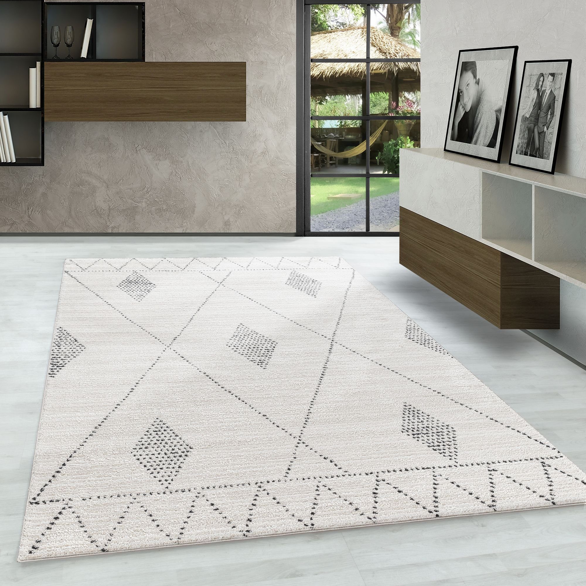 Wohnzimmer Höhe: Designteppich Läufer, Carpetsale24, Kurzflor Teppich 15 mm, Teppiche Natur Berber-Design im Berber-Design, Boho-Stil