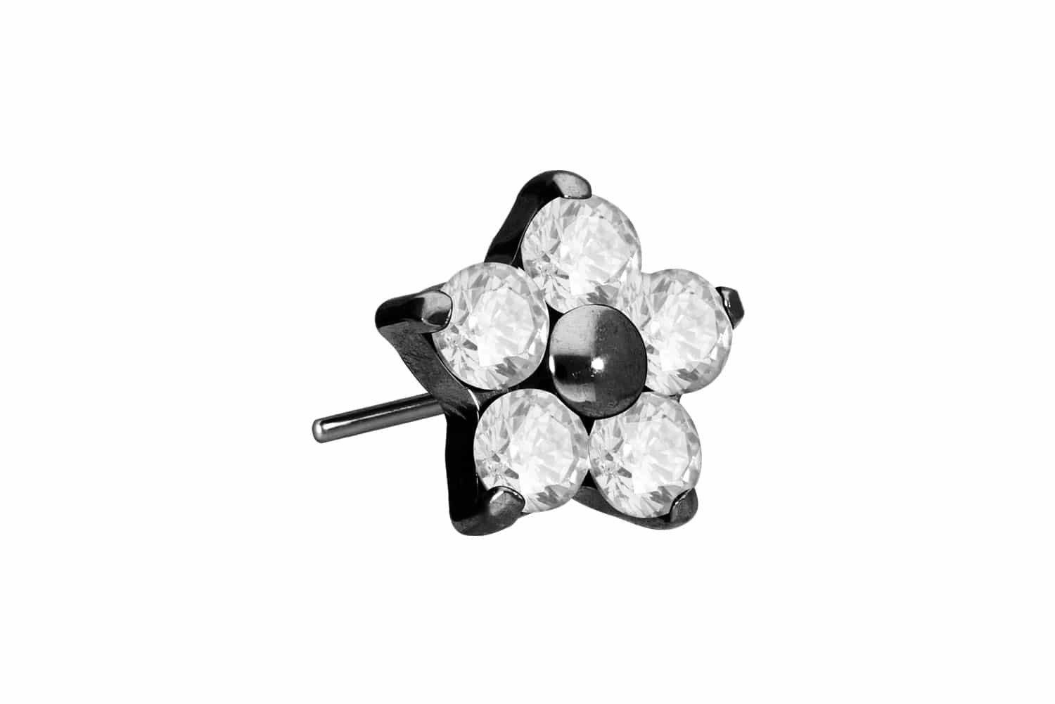 Piercing-Set Titan Aufsatz mit Push Pin KRISTALLBLUME
