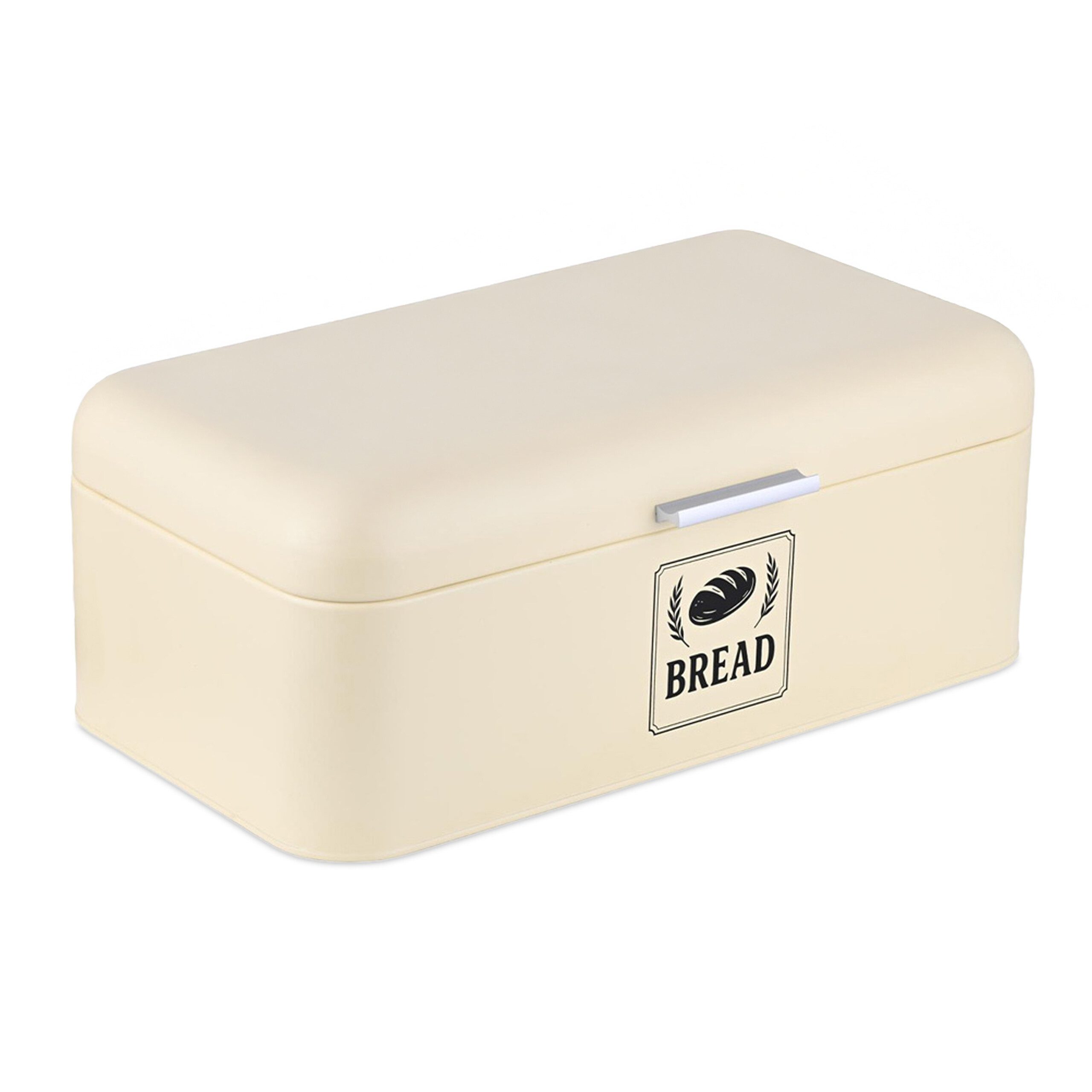 relaxdays Brotkasten Retro Brotkasten mit Deckel & Griff, Eisen, (1-tlg), Beige, XL