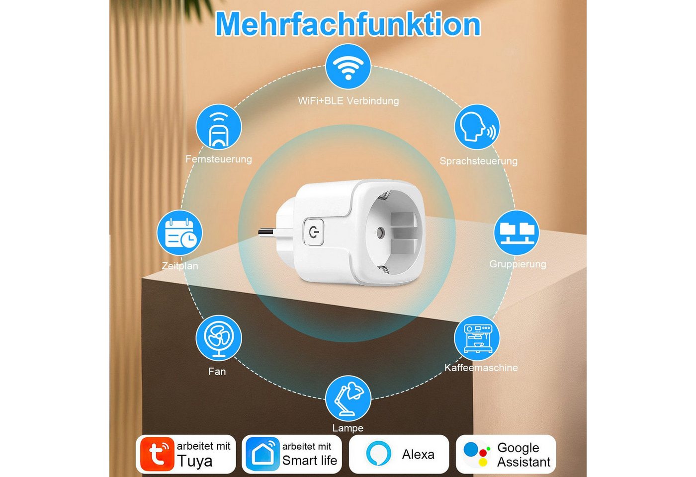 Thumbnail - Novzep WLAN-Steckdose 4st WLAN-Steckdose Fernzugriff Sprachsteuerung mit strommessung, 4-St.