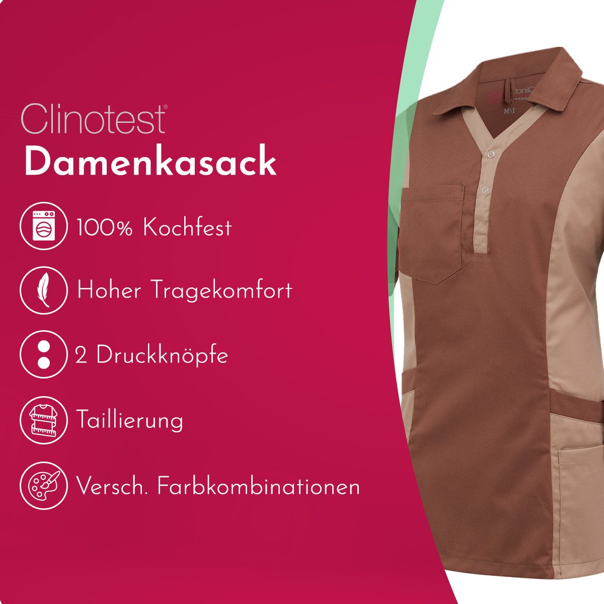 Clinotest Funktionsbluse Damenkasack "Julia", Schlupfkasack/Pflegekasack, v günstig online kaufen