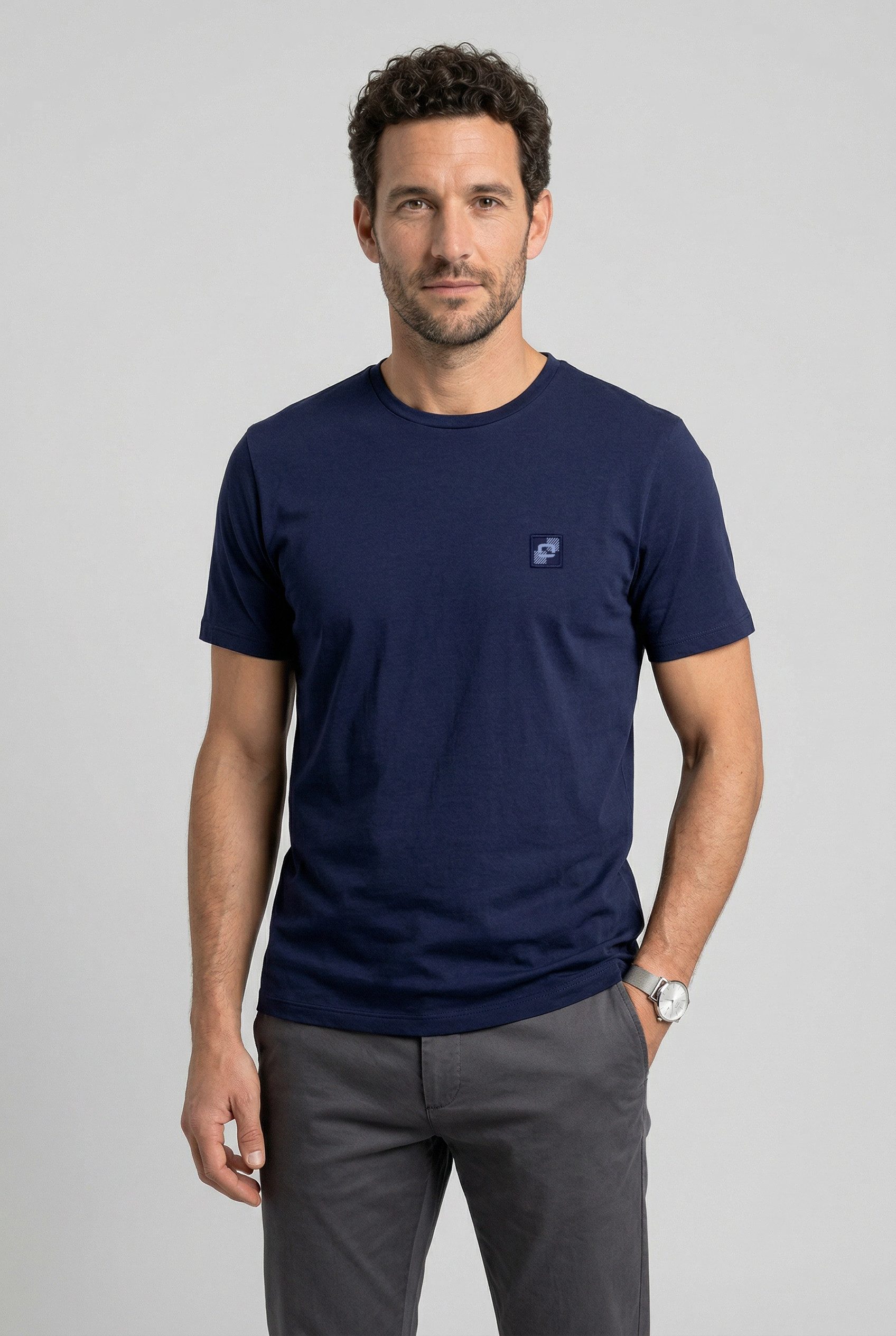 OLYMP T-Shirt OLYMP Wirk Casual mit Logo-Patch