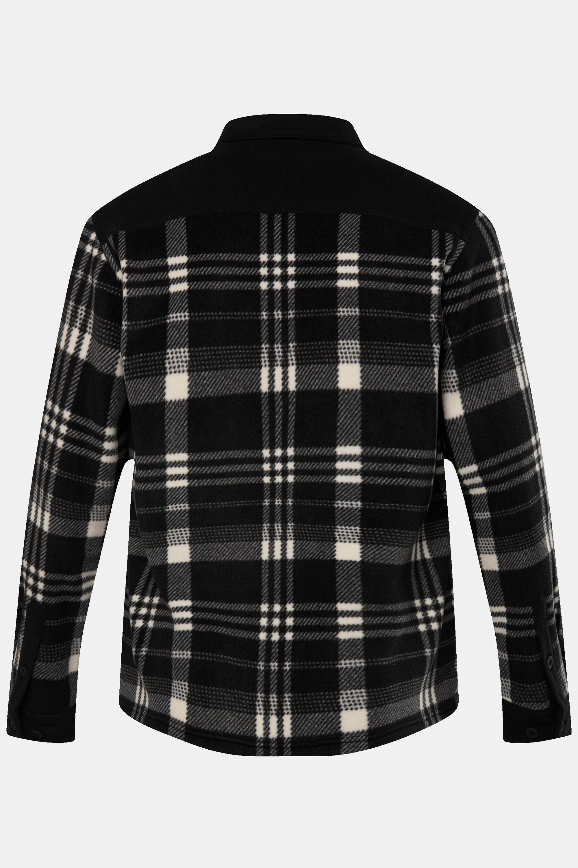 Men Plus Businesshemd Karo-Fleeceovershirt Langarm Kentkragen