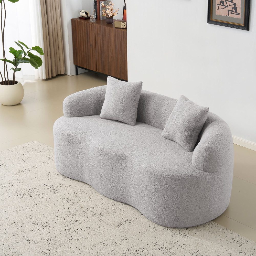 BBWL Sofa 2 Sitzer geschwungen mit Armlehnen Kissen Polstersofa Federkern weich, Loveseat Sofa montagefrei Couch für Wohnzimmer Schlafzimmer kompakt