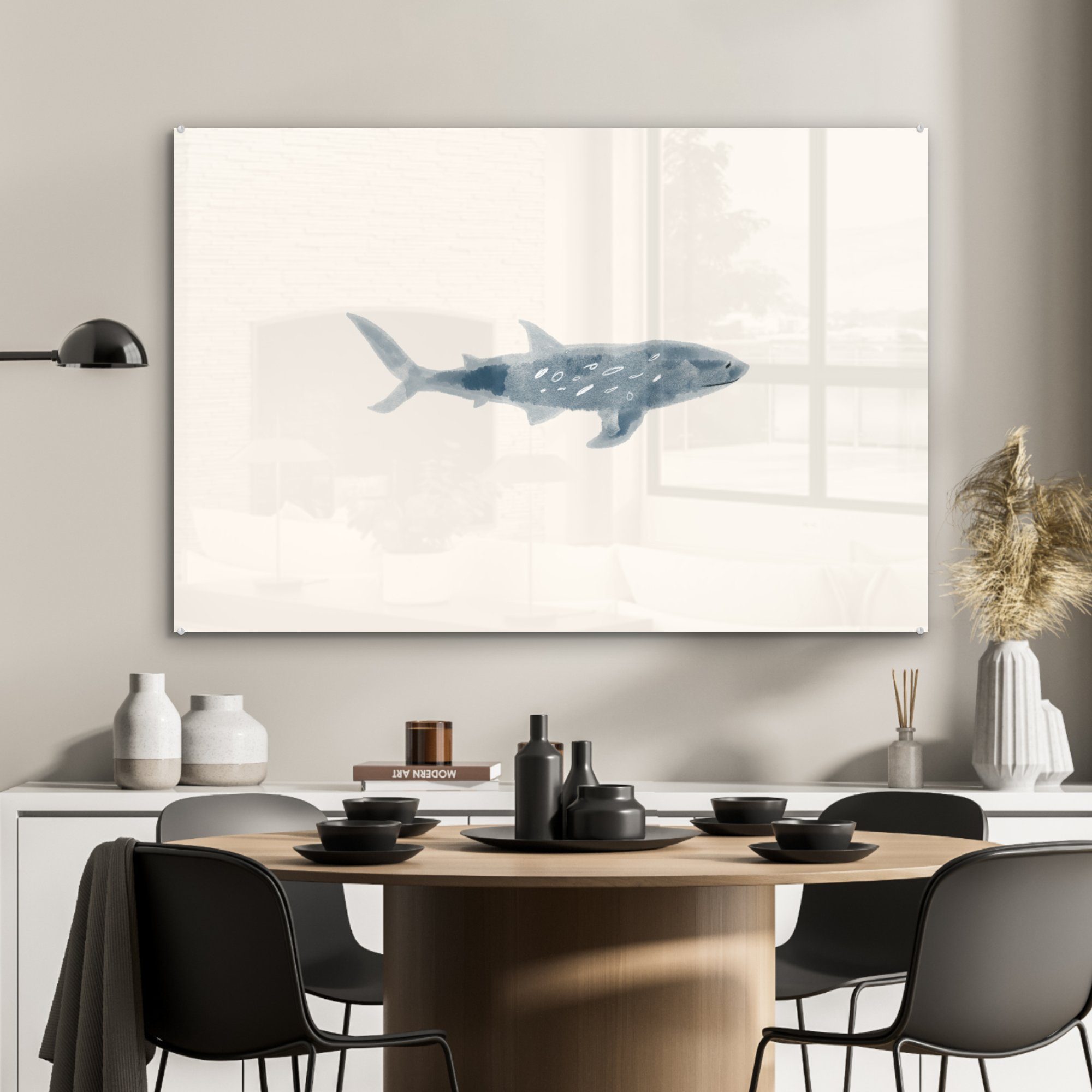 Wohnzimmer & Acrylglasbild - Acrylglasbilder Fisch Meer Schlafzimmer Aquarell, MuchoWow (1 St), -