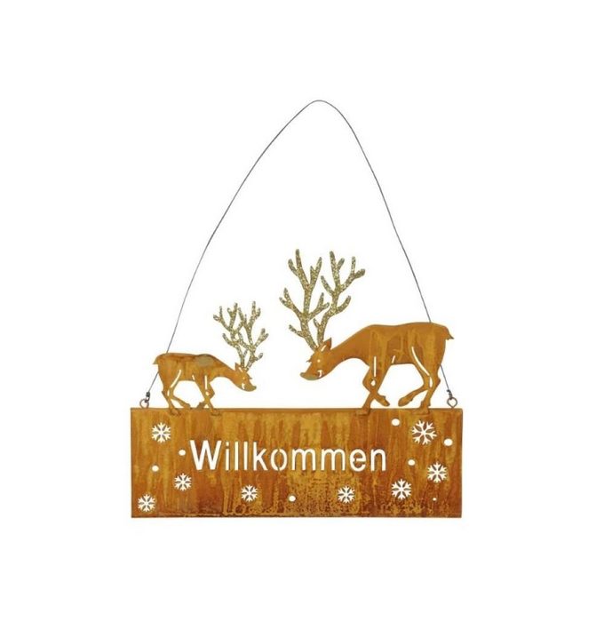 Posiwio Metallschild Schild Willkommen mit Hirschen (1 St)