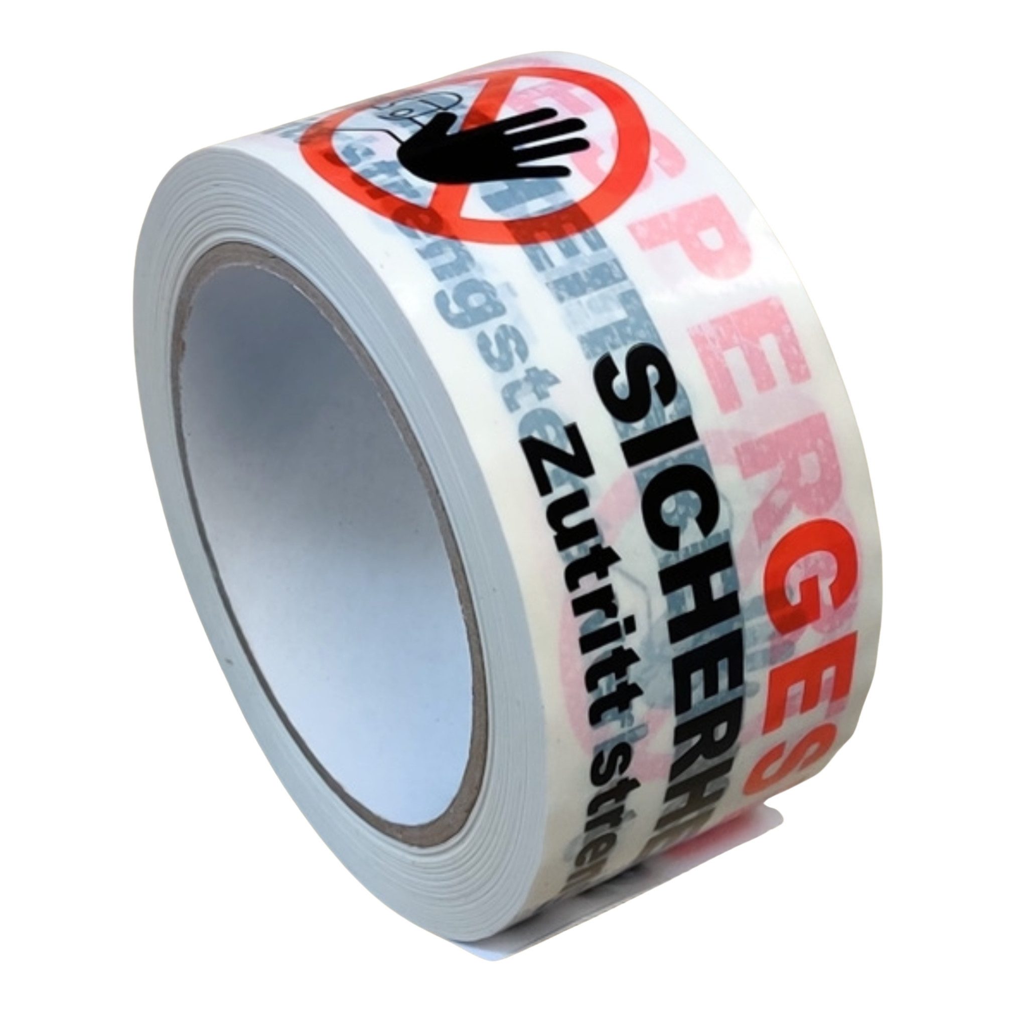 Packen24 GmbH Absperrband Hinweisband Rollen PVC GESPERRT SICHERHEITSBEREICH Klebeband, (1-St)