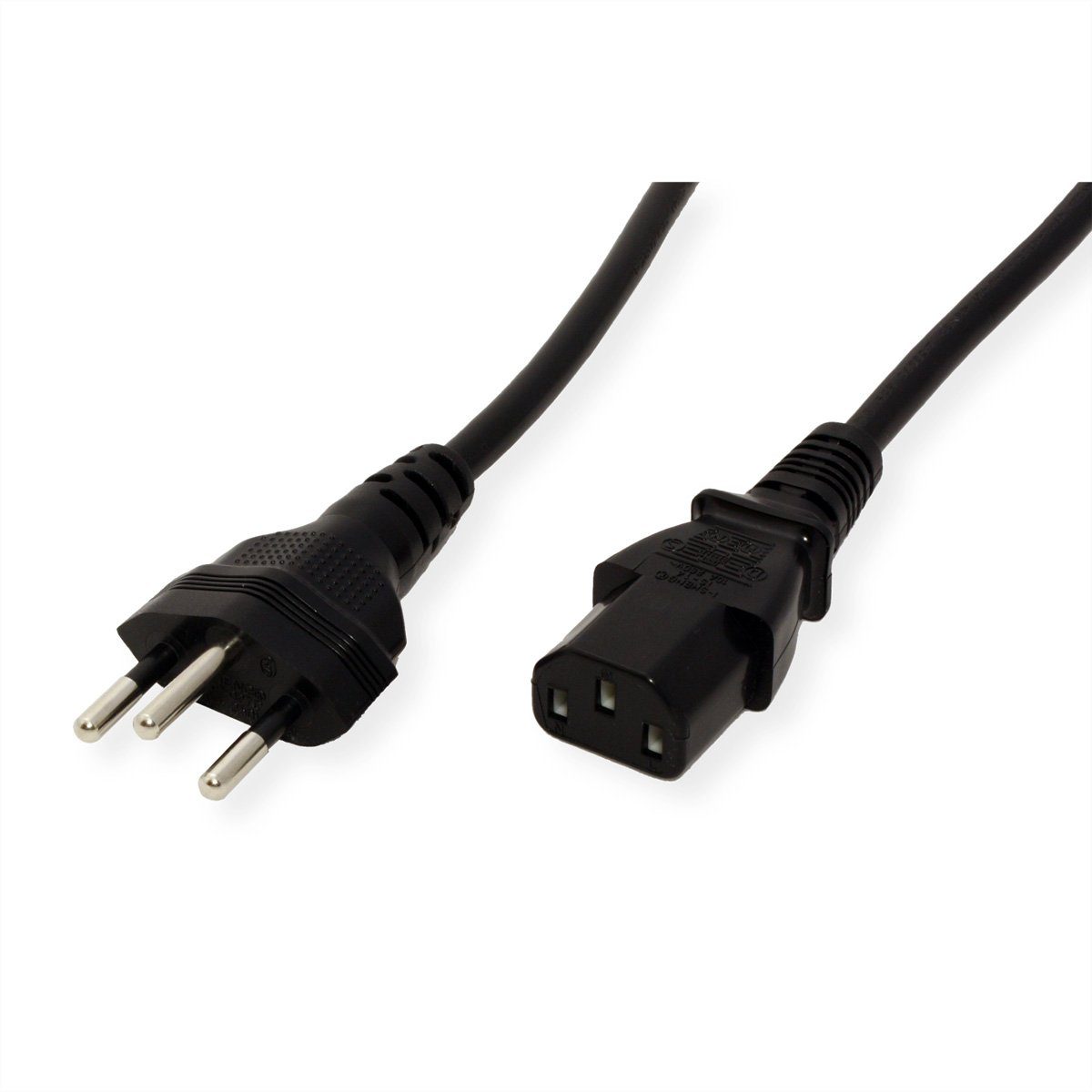 Stromkabel, 10A (180.0 C13 Kaltgeräte, cm) Weiblich VALUE Männlich (Stecker), 10A schwarz T12 12, auf Typ IEC320 (Buchse) Netzkabel C13,