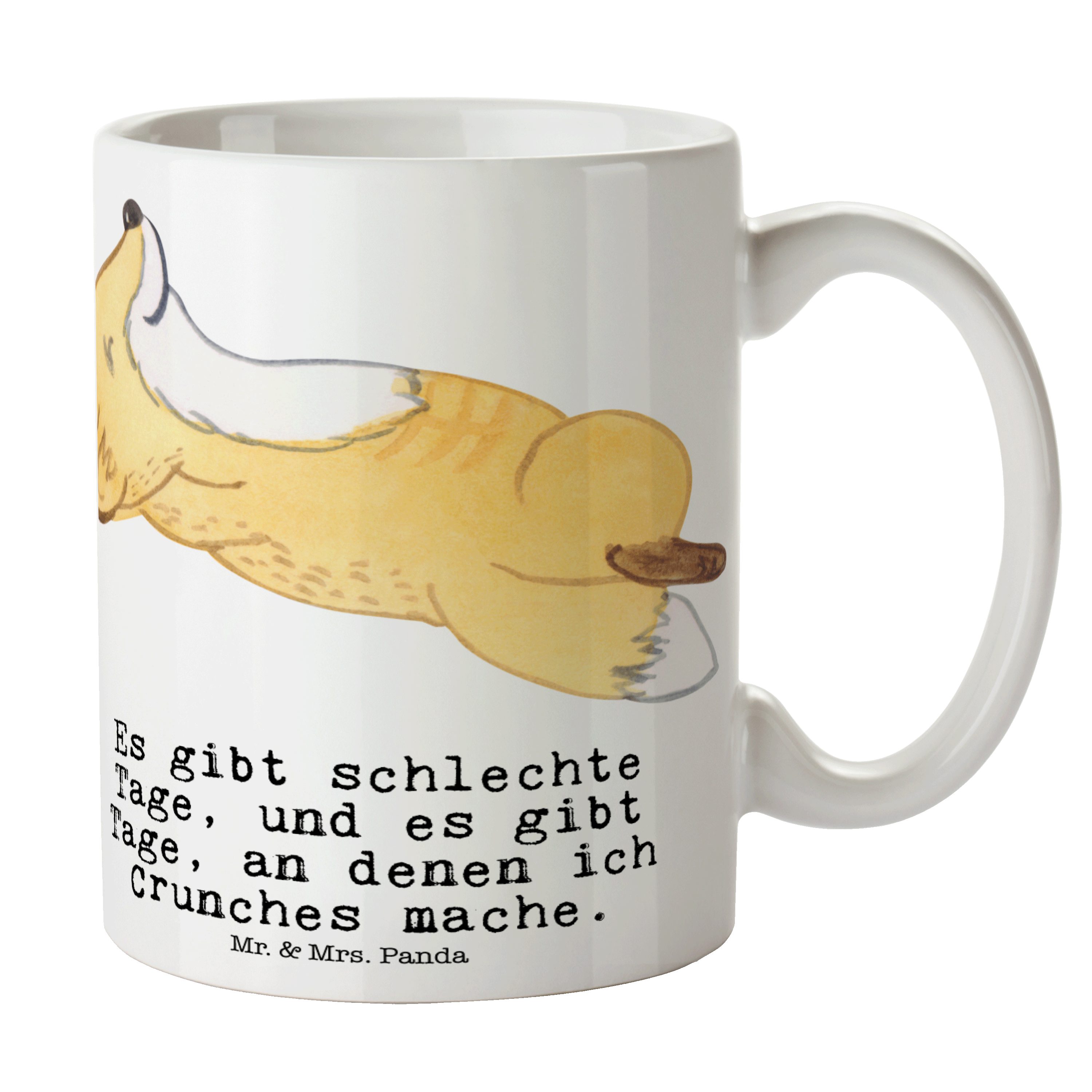 Mr. & Mrs. Panda Tasse Fuchs Crunches Tage - Weiß - Geschenk, Becher, Geschenk Tasse, Sporta, Keramik