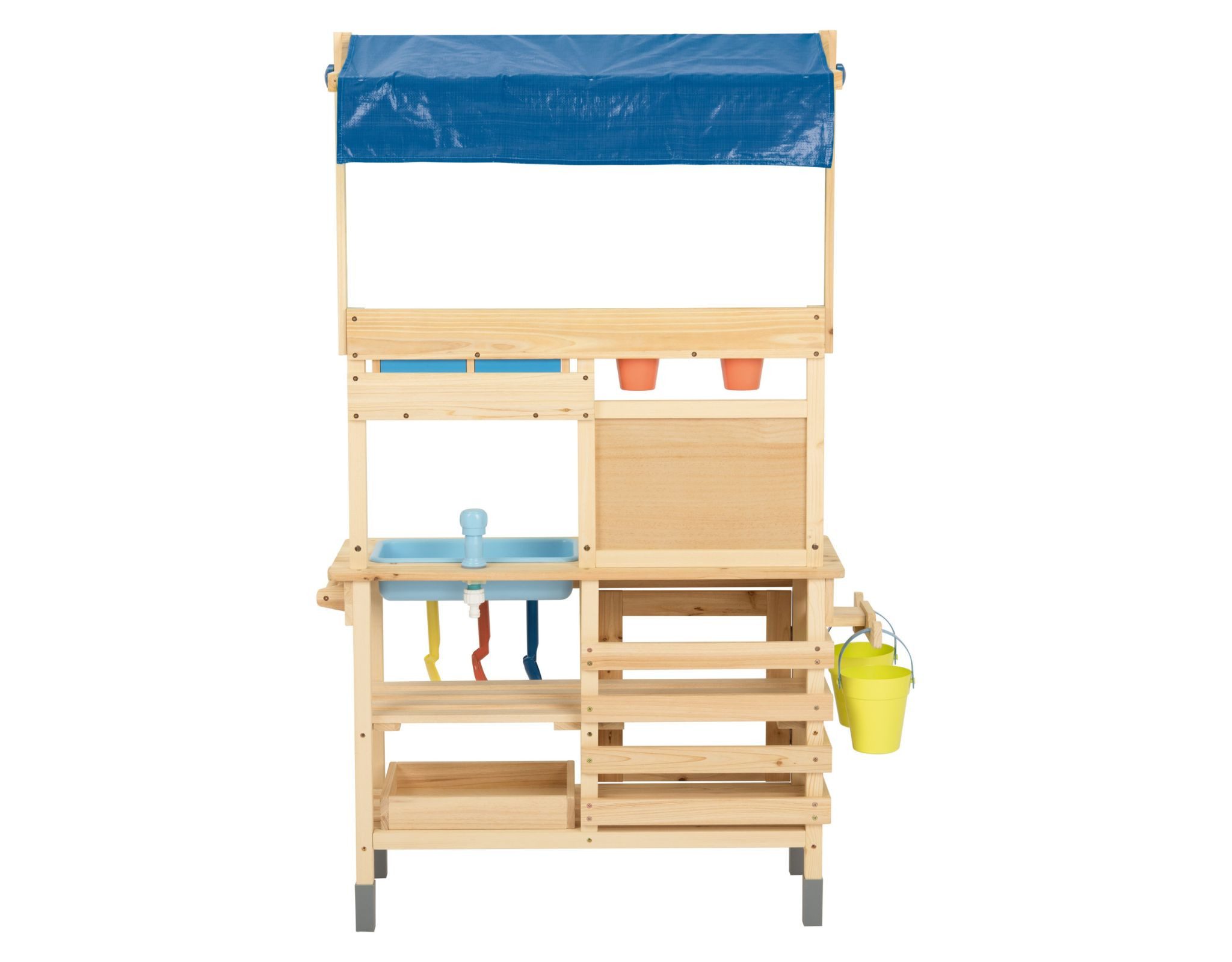 Playtive Outdoor-Spielküche Matschküche Outdoor Kinder Spielküche Holz mit Dach ab 3 Jahren