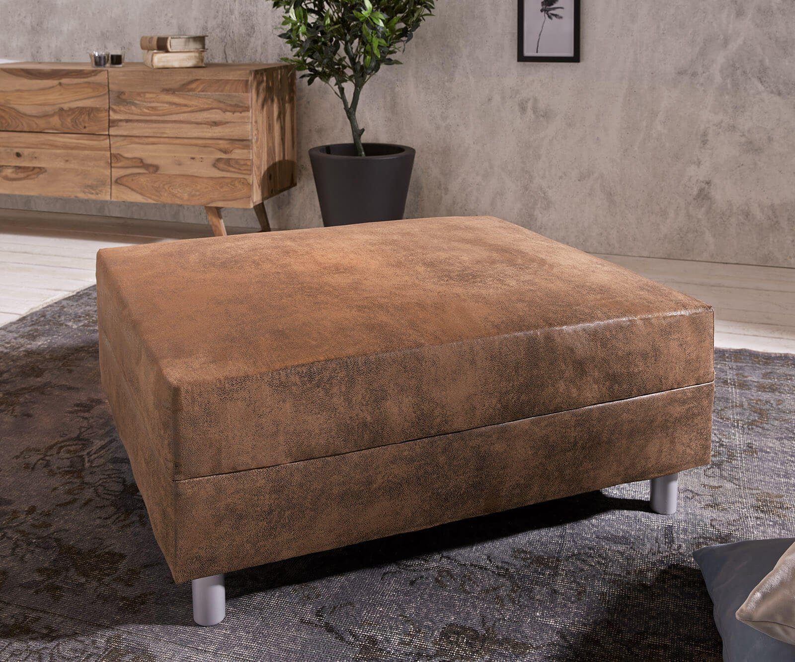 DELIFE Hocker Clovis, Braun Modul B98 x T83 Antik Optik Sitzhocker günstig online kaufen