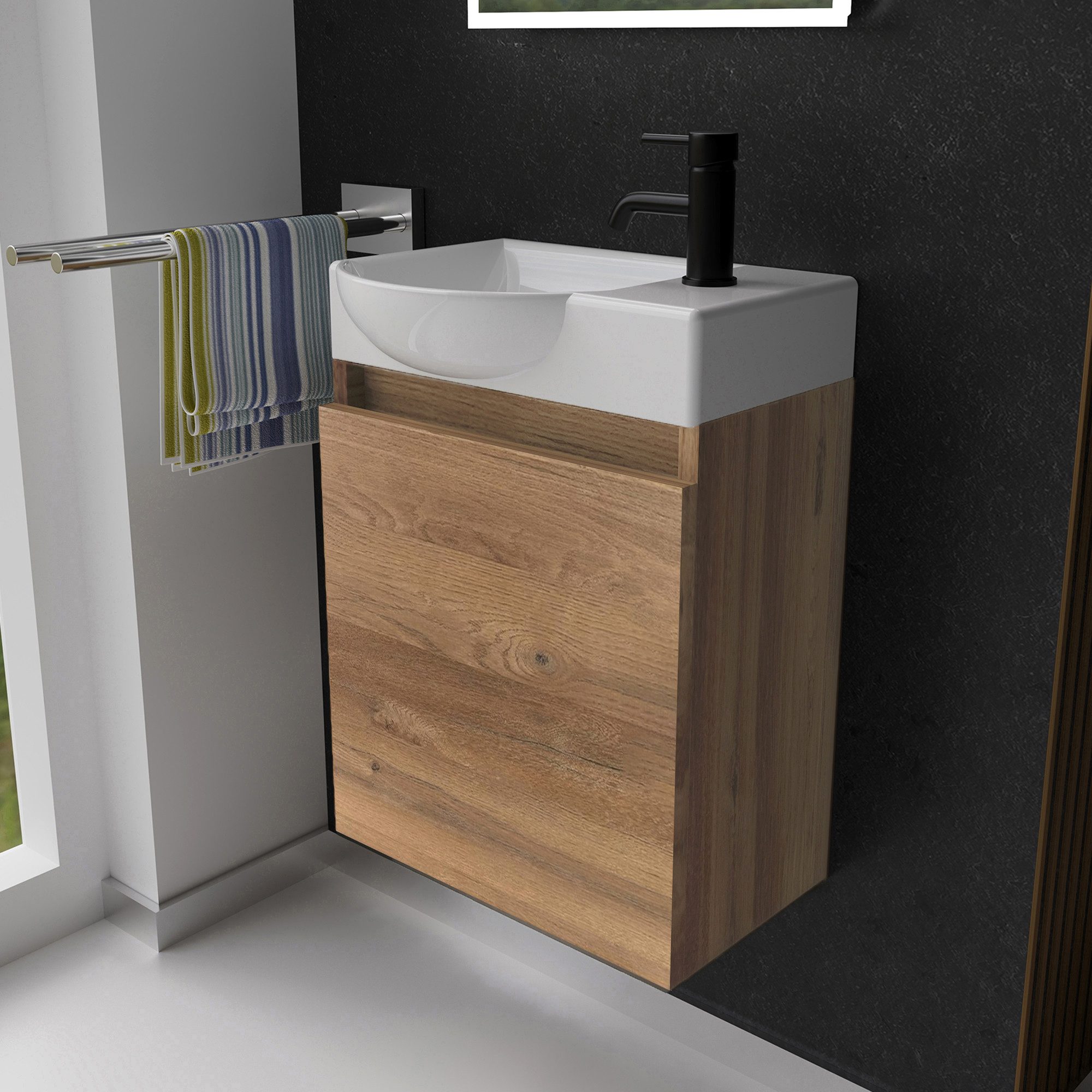 Alpenberger Badmöbel-Set Gäste WC Waschbecken mit Unterschrank - Hängeschra günstig online kaufen