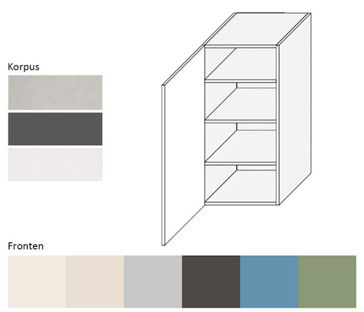 Feldmann-Wohnen Klapphängeschrank wählbar Amaro und 7022 umbragrau 1-türig Korpusfarbe 40cm matt Front- RAL (Amaro)