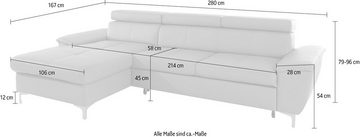 exxpo - sofa fashion Ecksofa Azzano, L-Form, wahlweise mit Bettfunktion