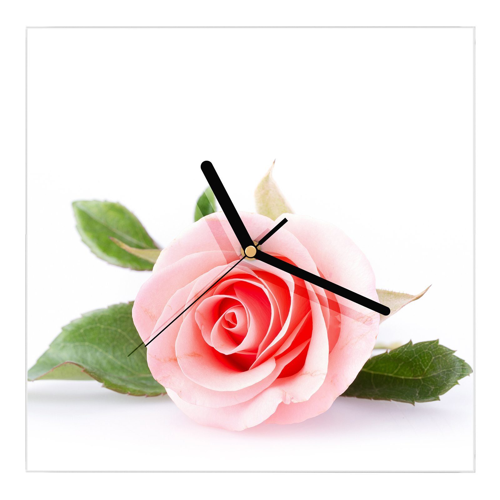 Hintergrund Motiv Glasuhr cm Blume Wandkunst Wanduhr Größe auf Wanduhr Primedeco x 30 30 hellem mit