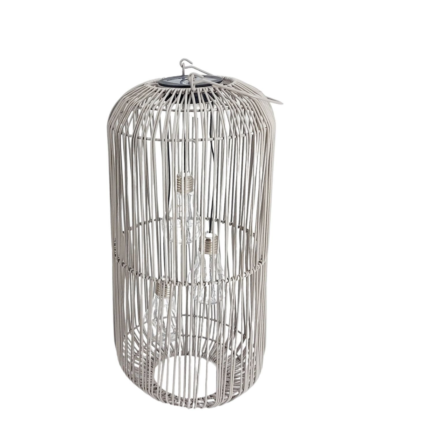 formano LED Tischleuchte Rattan-Optik, LED, Solarbetrieben, Grau, Bänder, H: 45cm