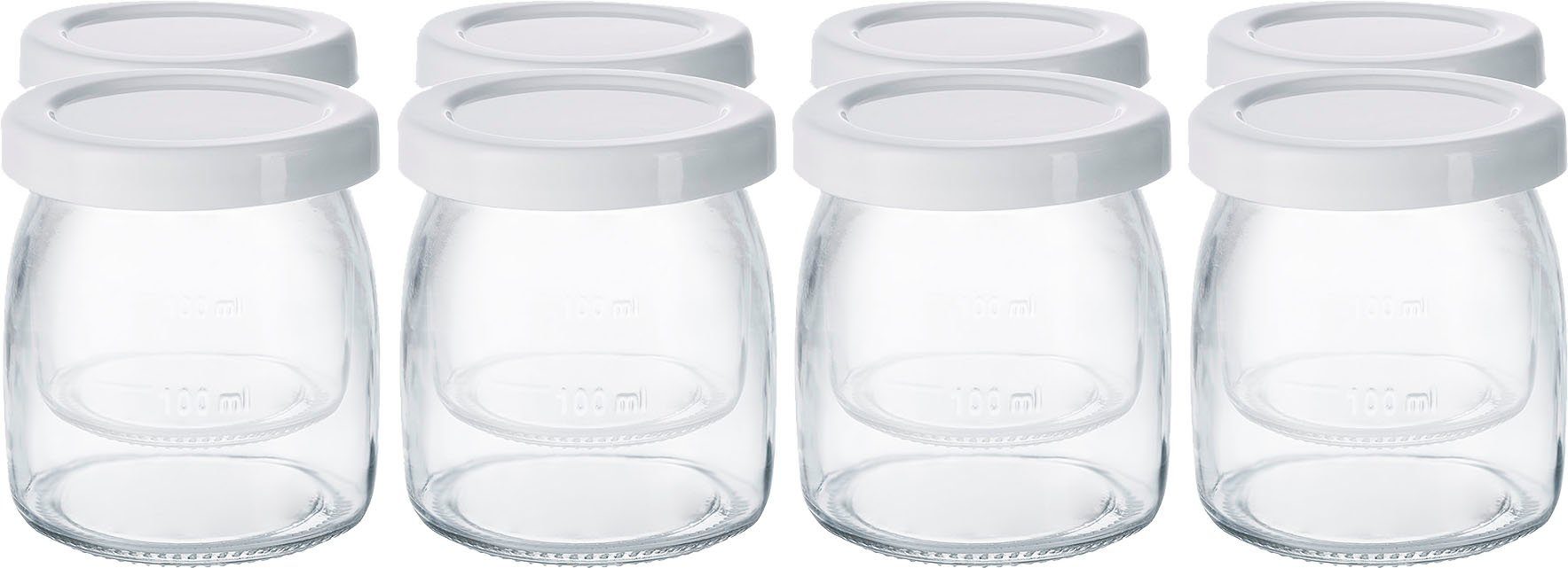 Joghurtgläser im 8 Deckel 99 Glas, 3 00, JM mit 43 (16-tlg), Steba Glas-Joghurtbecher Set