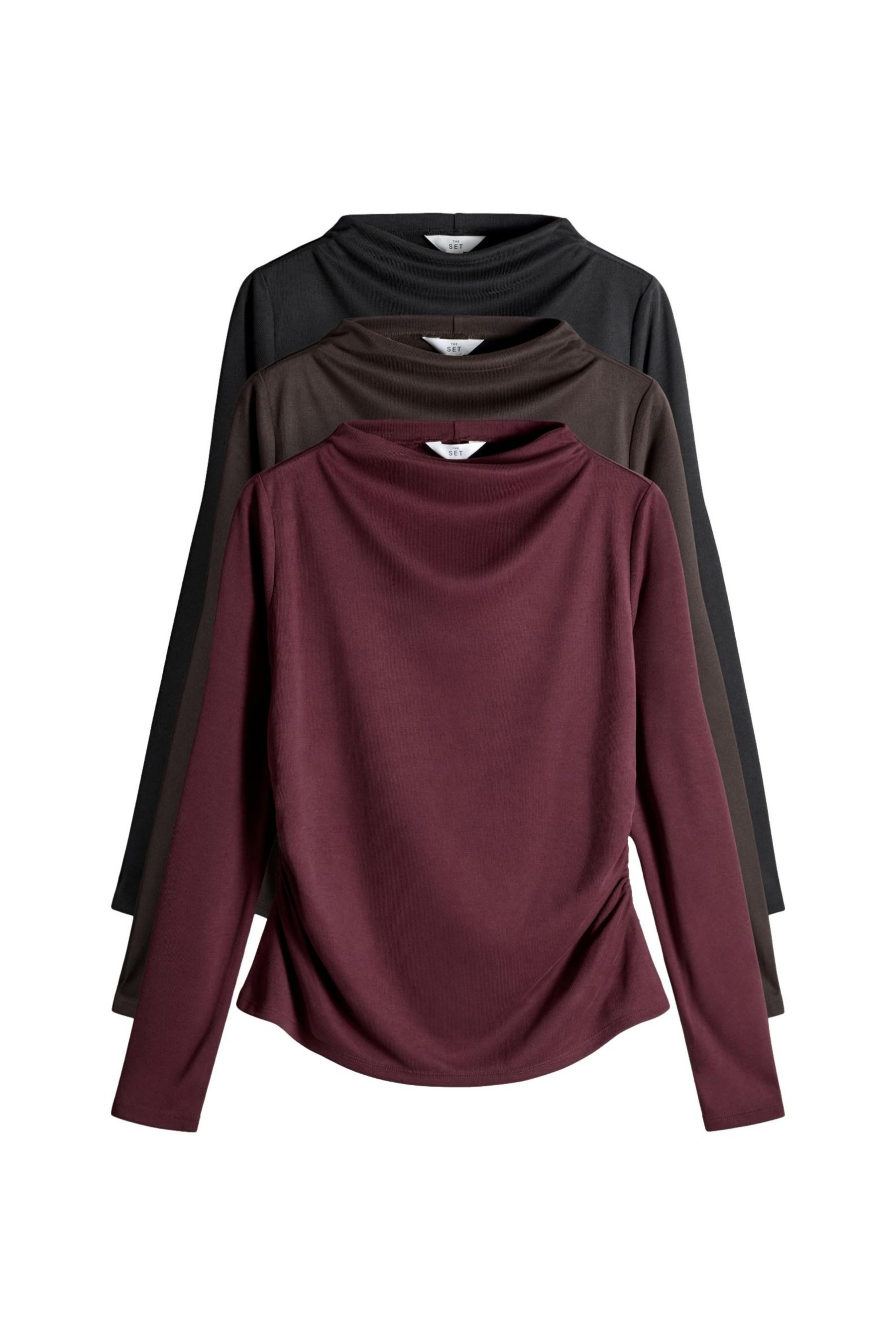 The Set Langarmbluse The Set Langarmoberteile mit Drapierung, 3er-Pack (3-t günstig online kaufen