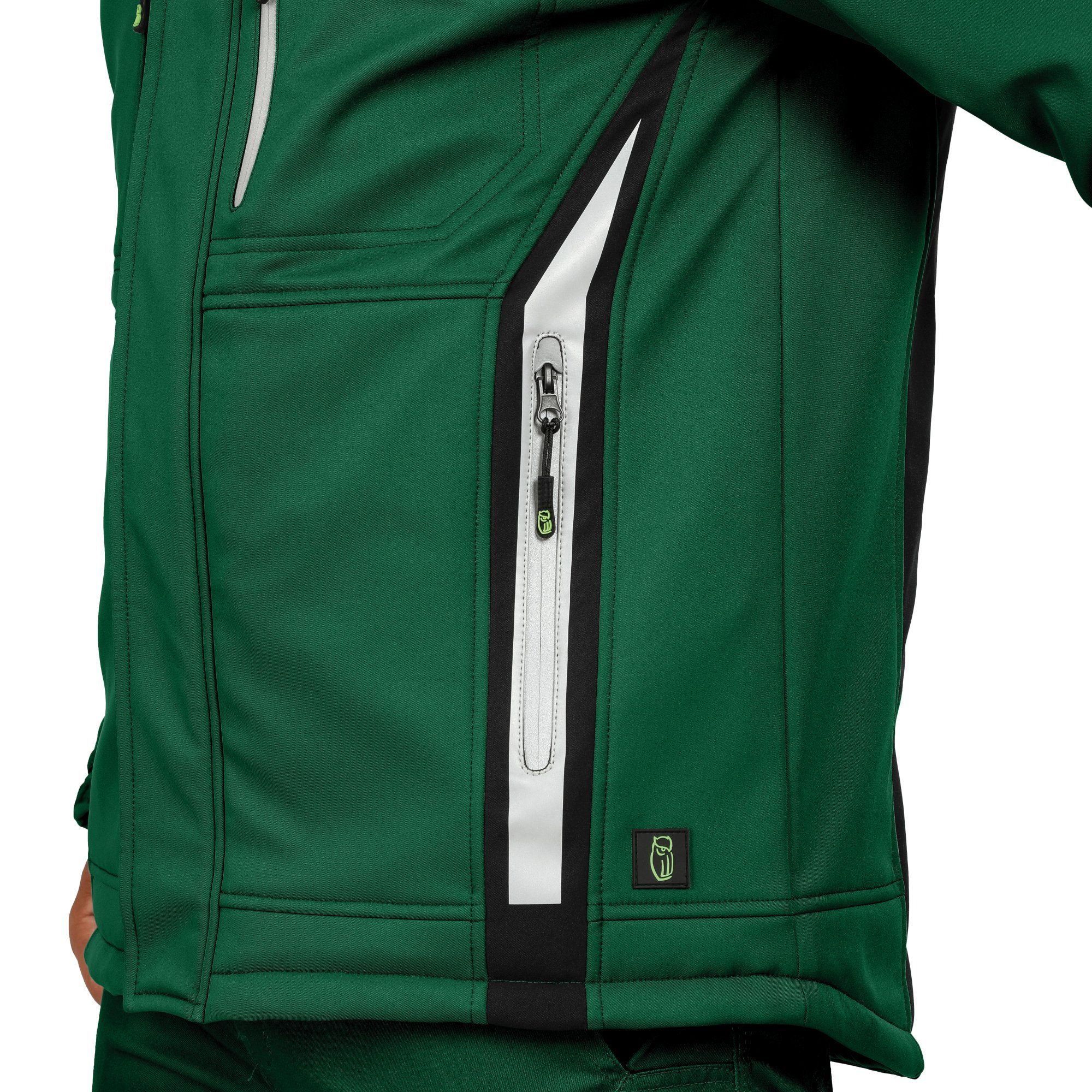 Leibwächter Winterjacke Flex-Line Herren Winter Softshelljacke mit Rückenisolierung (Winterjacke mit Reflektoren, Softshelljacke mit abnehmbarer Kapuze) atmungsaktiv 3000 g/m²/24 h, wasserdicht 8000 mm