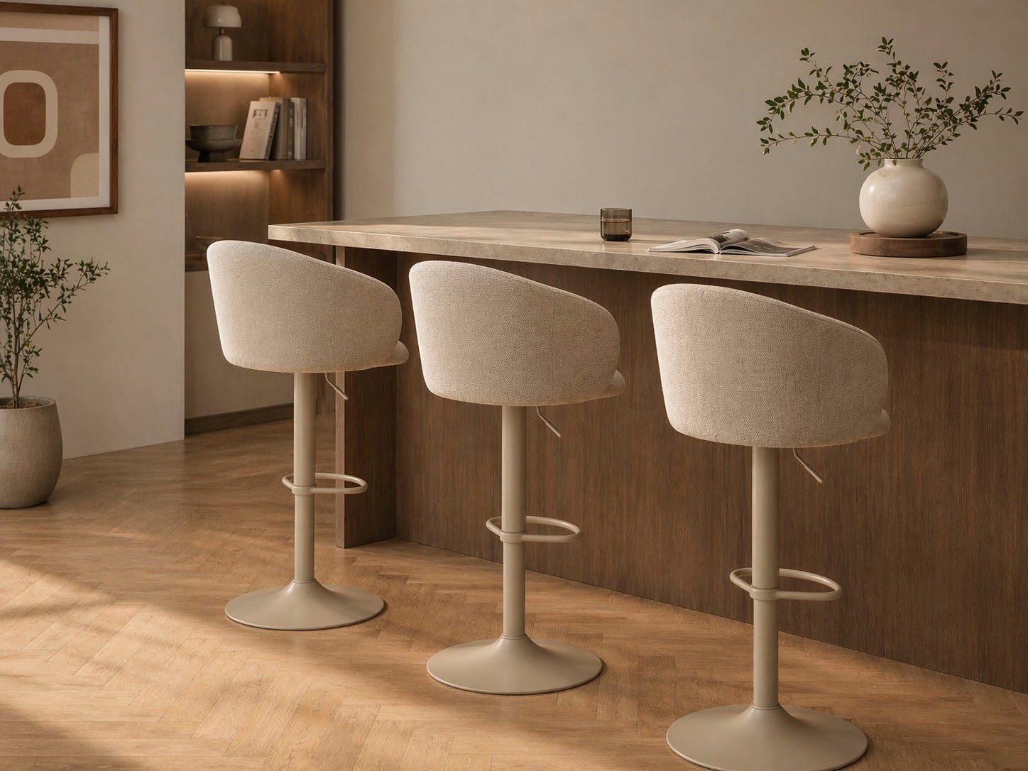 ACTONA GROUP Barhocker Eleanor gepolstert - drehbar & höhenverstellbar, moderne (1 St), Bequemer Barstuhl mit Fußstütze und Drehfunktion im Scandi Stil