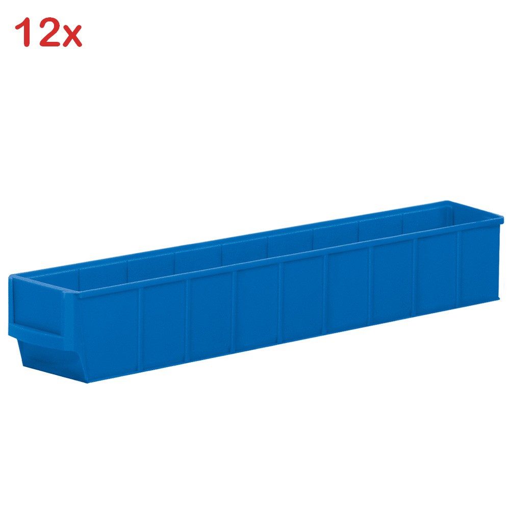 BRB-Lagertechnik Stapelbox 12x Regalkasten "Profi", LxBxH 500x91x81 mm, Stabile Griffmulde, kräftiger Stapelrand, großes Etikettenfeld