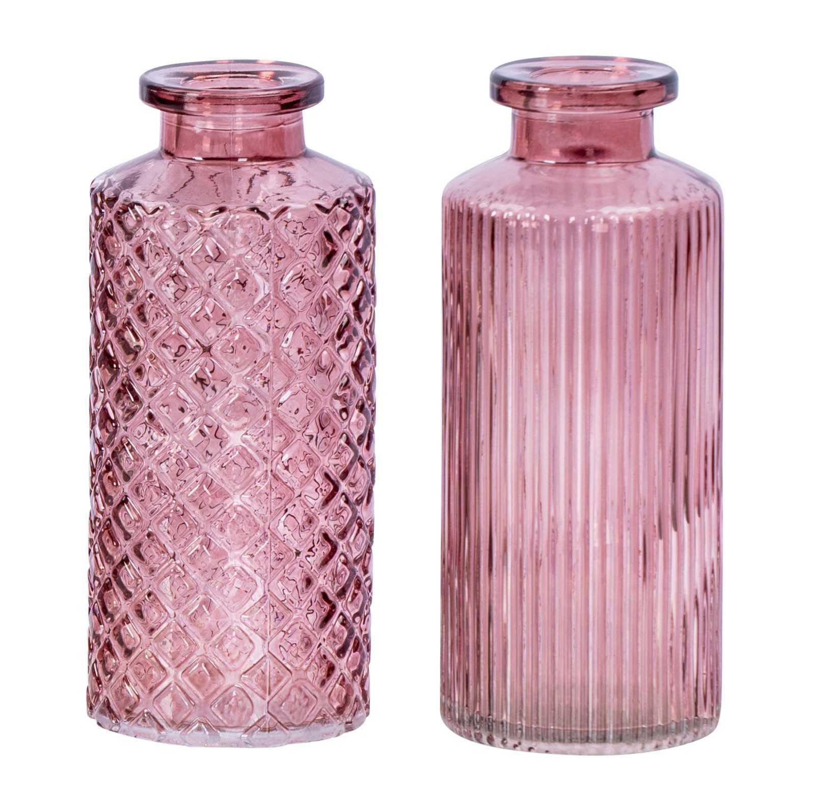 Levandeo® Dekovase, 2er Set Vase H14cm Rosa Glas Blumenvase Tischdeko Frühl günstig online kaufen