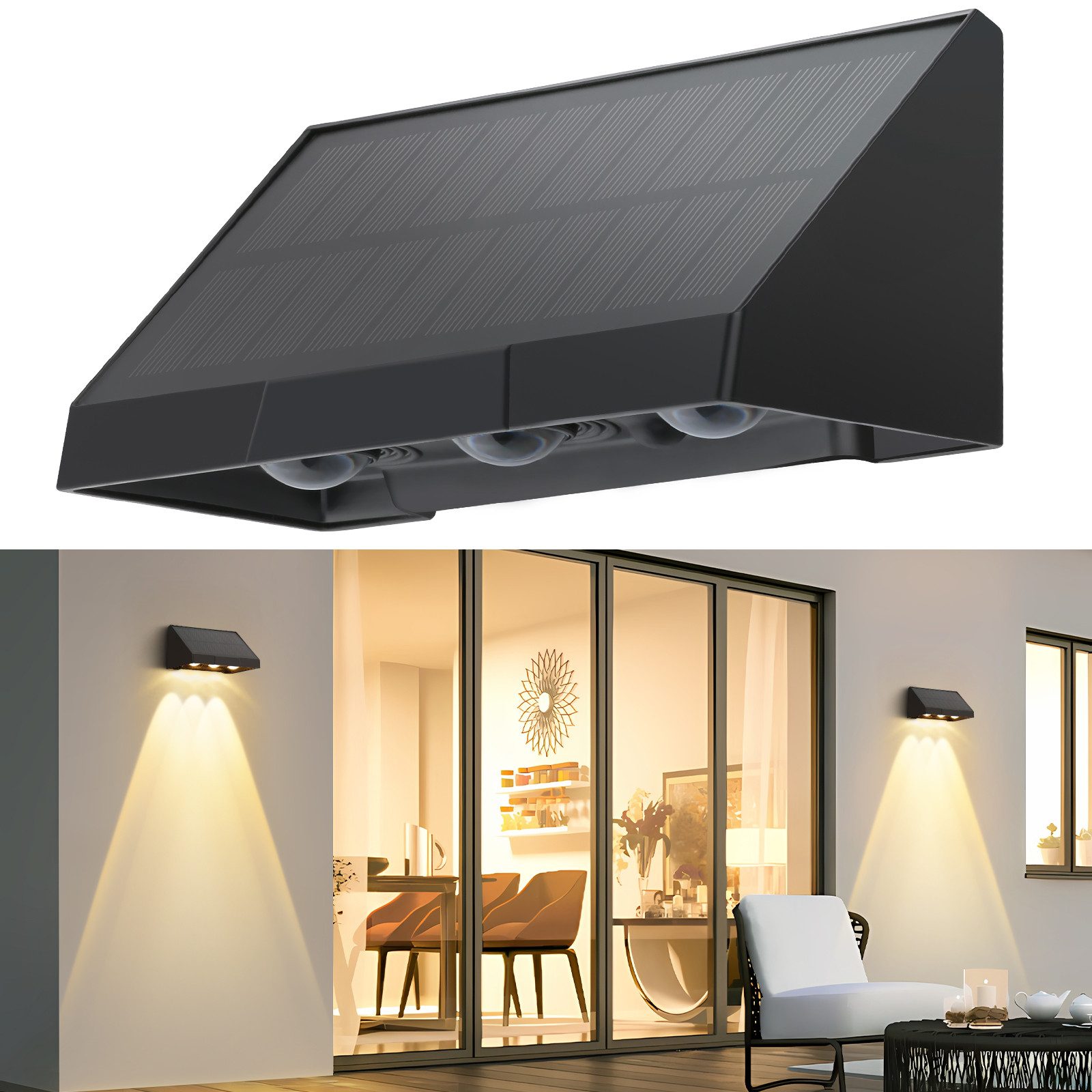 ZMH Außen-Wandleuchte 1/2/4ER Wandlampe 3000K 2 Modi Solarwandleuchten für günstig online kaufen