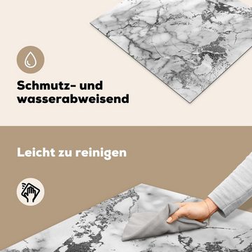 MuchoWow Herdblende-/Abdeckplatte Marmor - Grau - Textur, Vinyl, (1 tlg), 57x51 cm, Induktionsschutz, Induktionskochfeld, Ceranfeldabdeckung