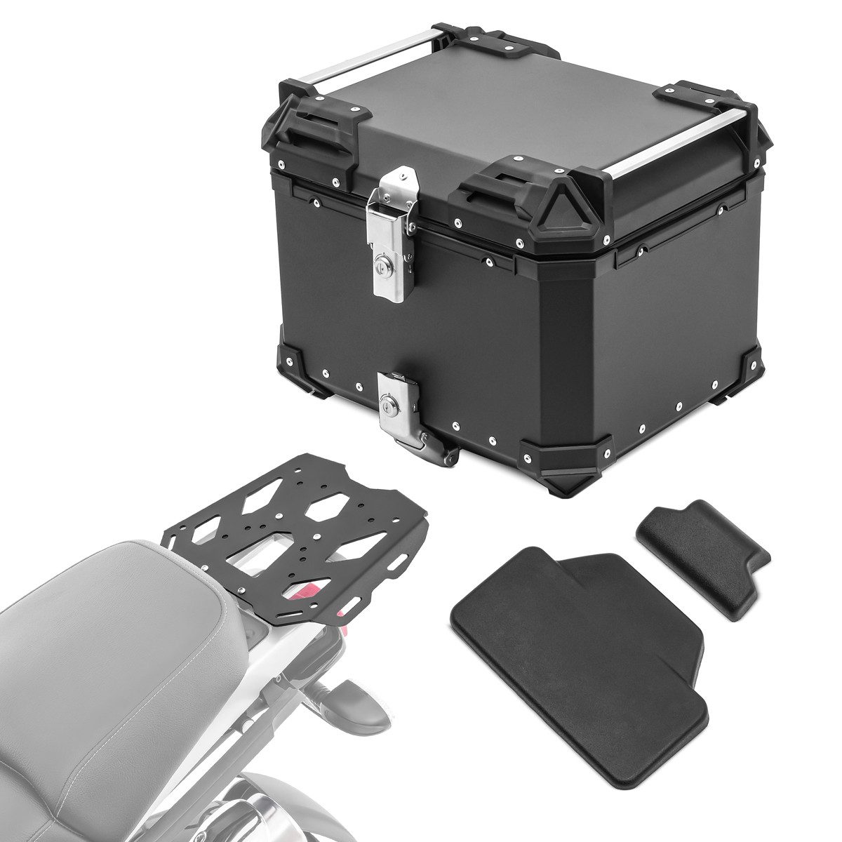 Bagtecs Topcase Set Alu Topcase + Gepäckbrücke passend für BMW R 1100 / 1150 GS 94-04